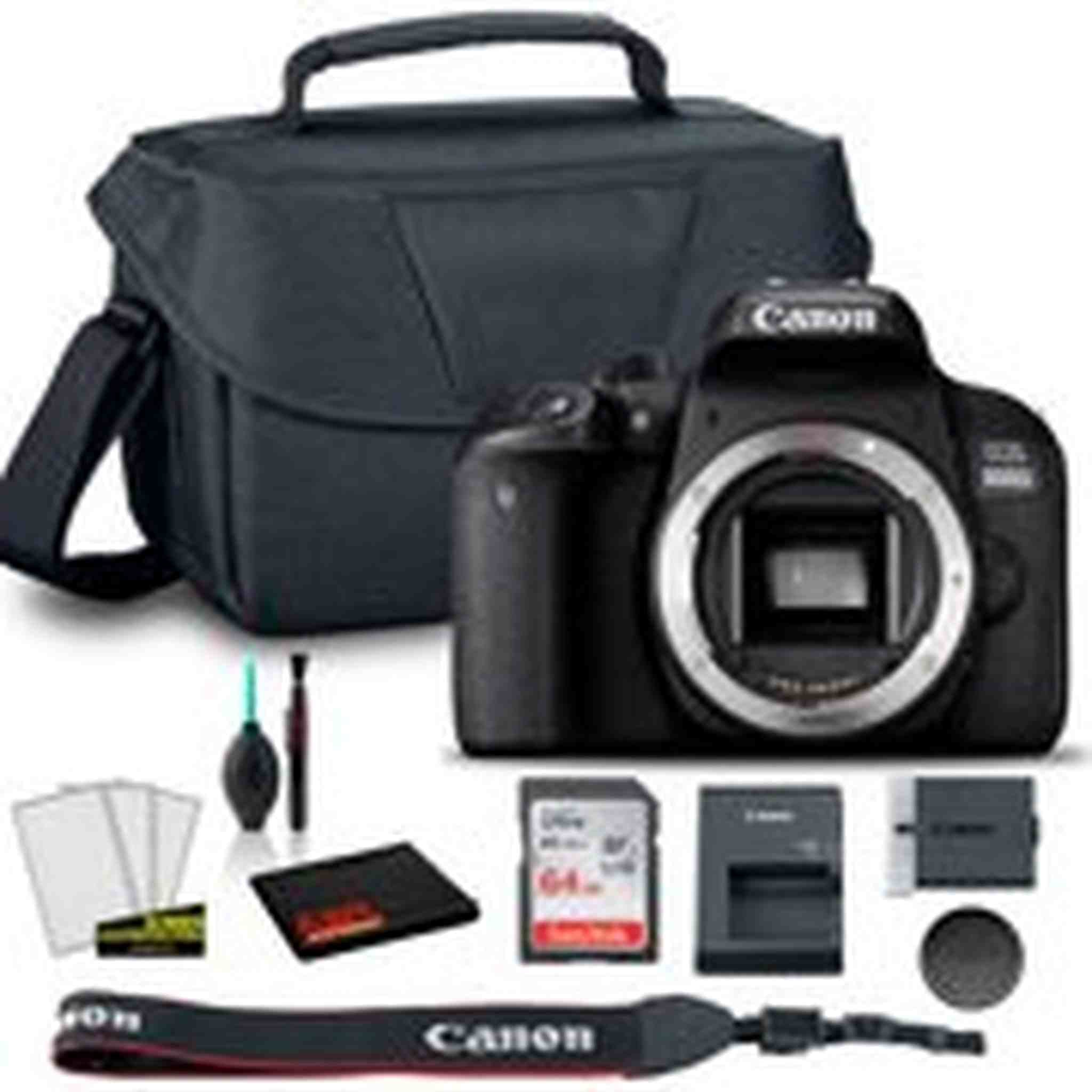 Canon EOS 800D DSLR Camera Body Only 1894C001AA + EOS Bag + Sandisk Ultra 64GB Card + Clean and Care Set International Model Canon