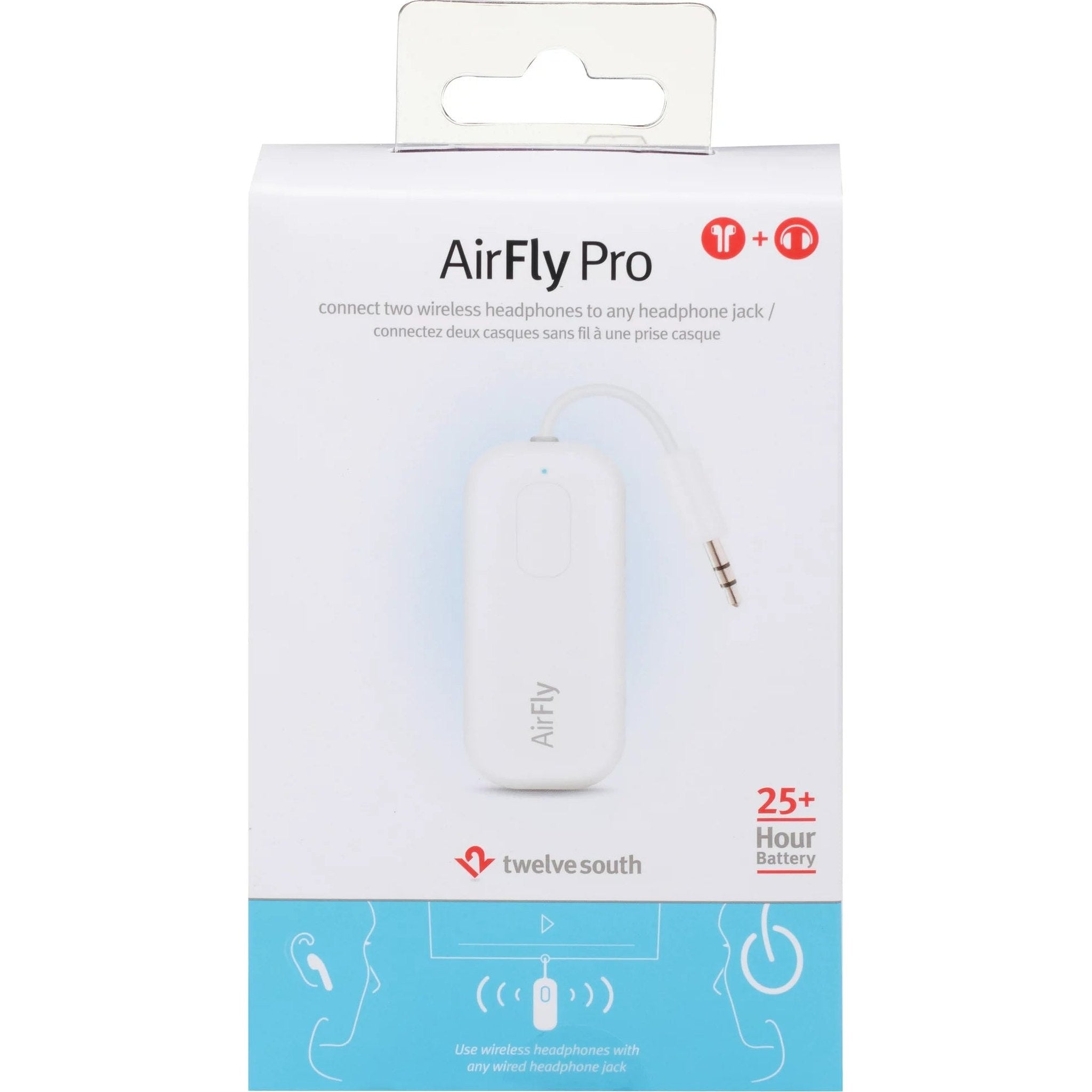 Twelve South AirFly Pro | Wireless Transmitter/Receiver with Audio Sharing for up to 2 AirPods/Wireless Headphones to Any Audio Jack for use on Airplanes, Boats or in Gym, Home, auto Twelve South