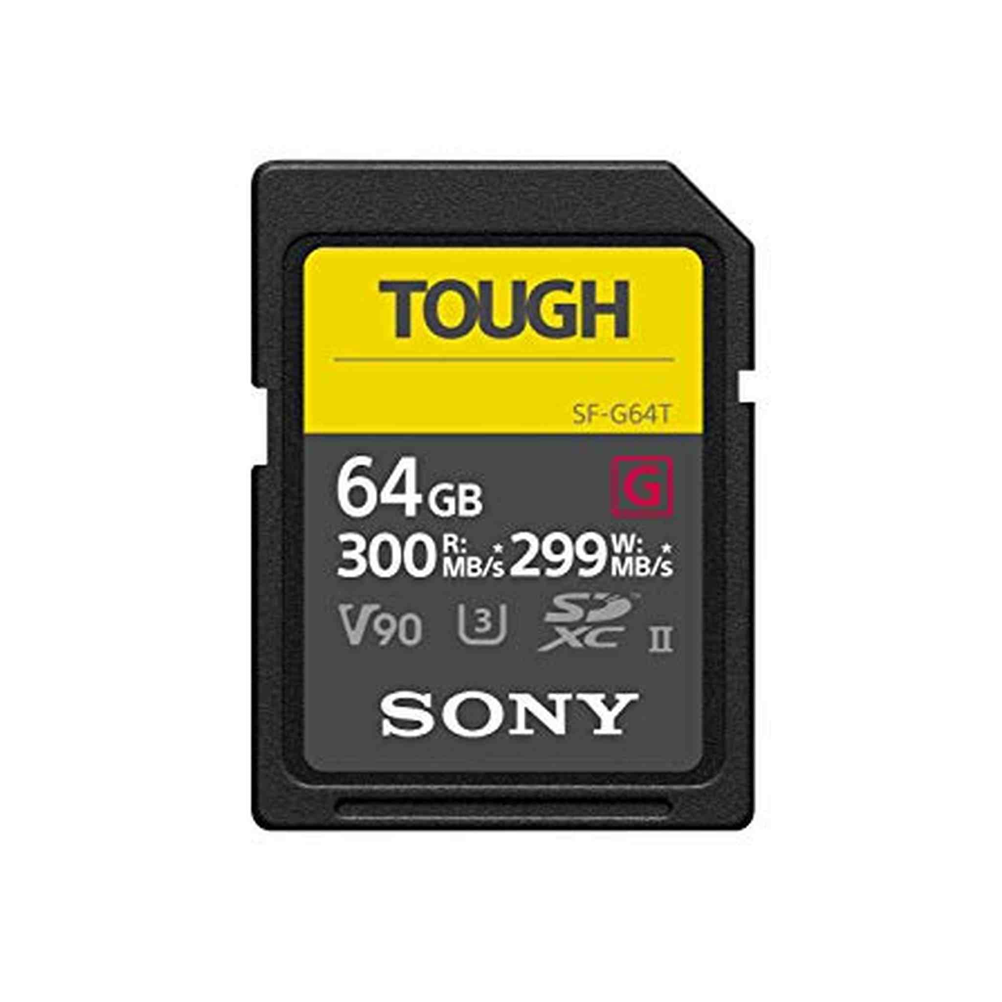 Sony Tough High Performance 64GB SDXC UHS-II Class 10 U3 Flash Memory Card with Blazing Fast Read Speed up to 300MB/s SF-G64T/T1 Sony