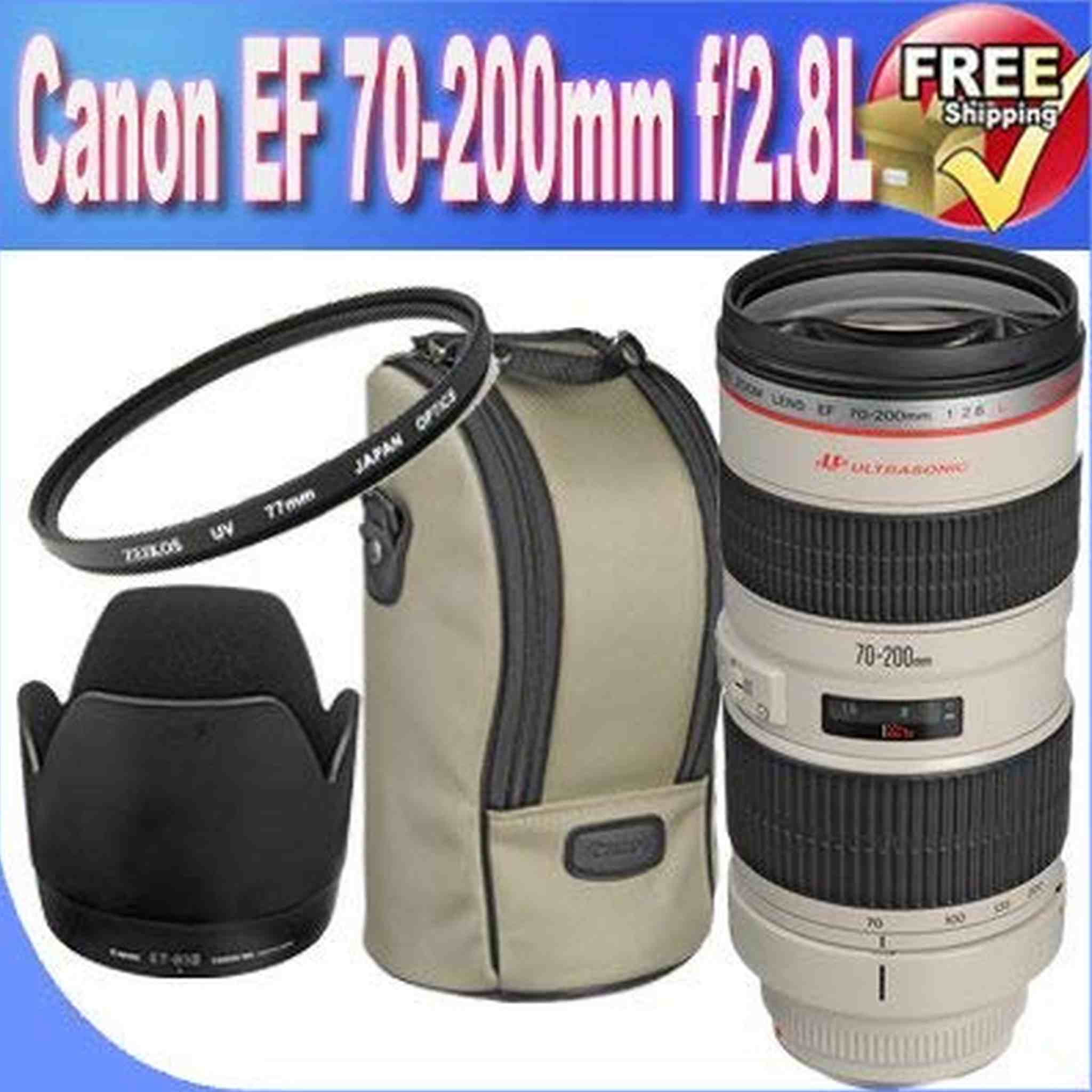 Canon EF 70-200mm f/2.8L USM Telephoto Zoom Lens + 77mm UV Filter + Lens Case + Lens Accessory Saver Bundle Canon