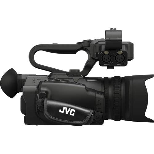 JVC GY-HM250 UHD 4K Streaming Camcorder W/ 2 X 64GB Memory Card, Tripod, Rode Mic, External Monitor, Sony Pro Headphones, Case, LED Light, and More Premium Bundle JVC