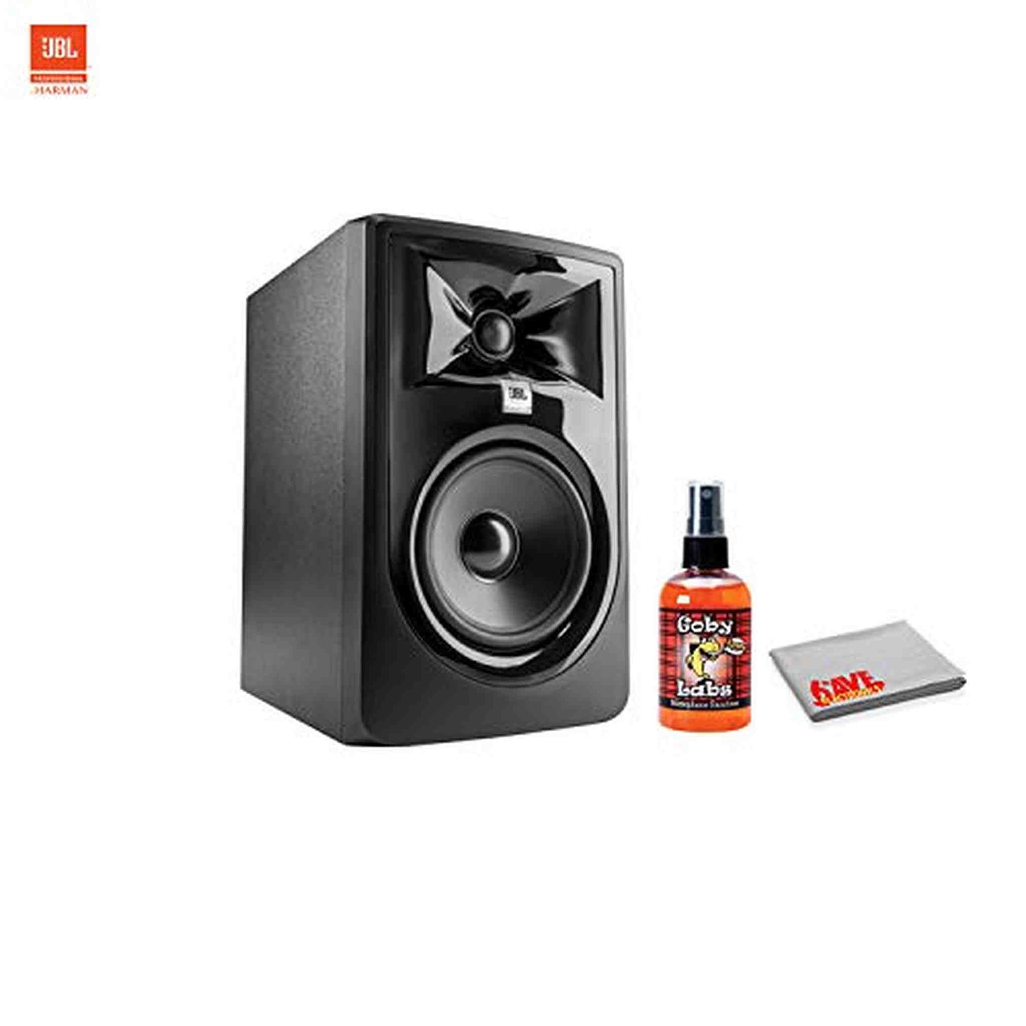 JBL 305P MkII - Powered 5 Inch Two-Way Studio Recording Monitor with Sanitizer Spray for Microphones JBL