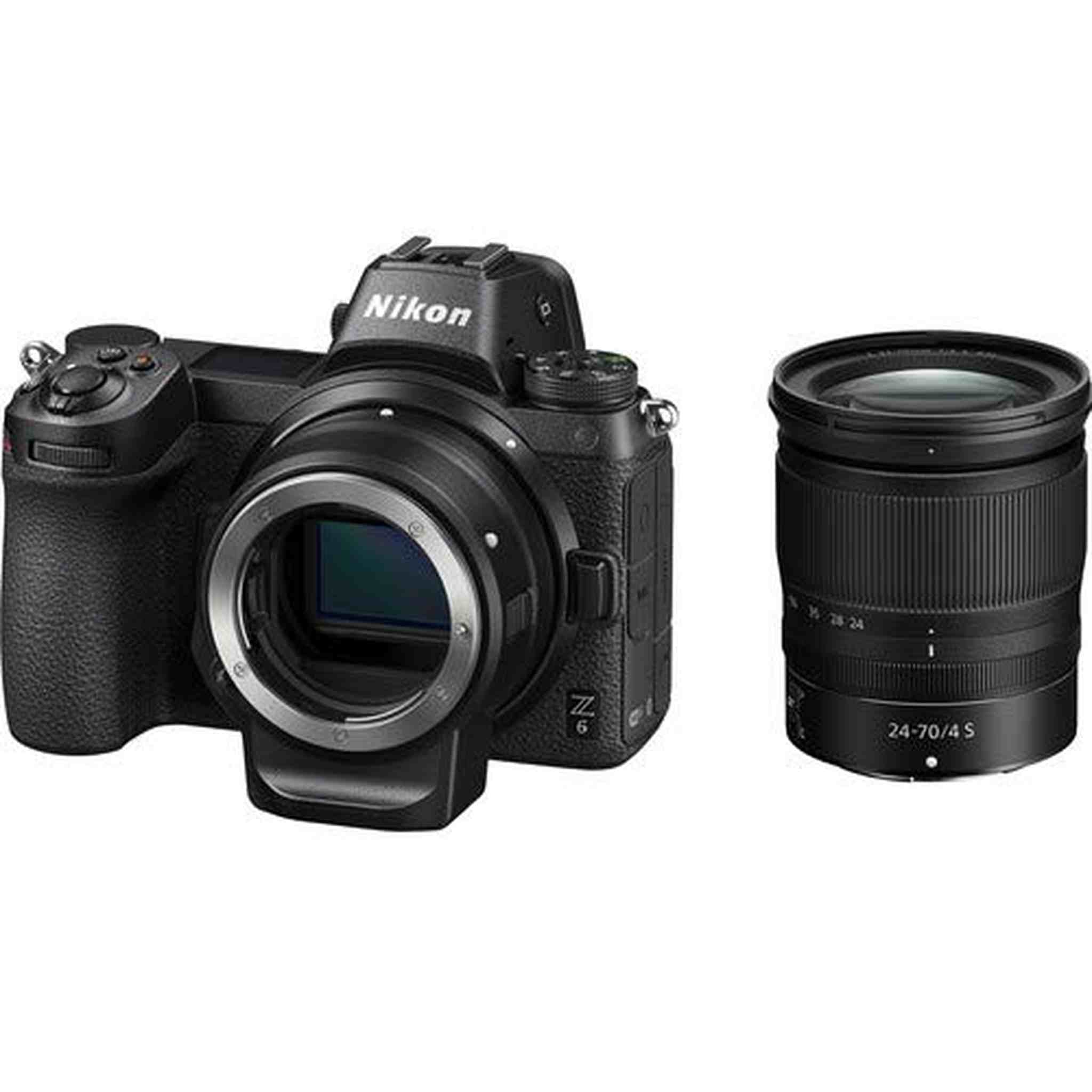 Nikon Z 6 Mirrorless FX-Format Digital Camera with 24-70mm Lens and FTZ Mount Adapter Kit - Bundle64GB Memory Card + EN- Nikon