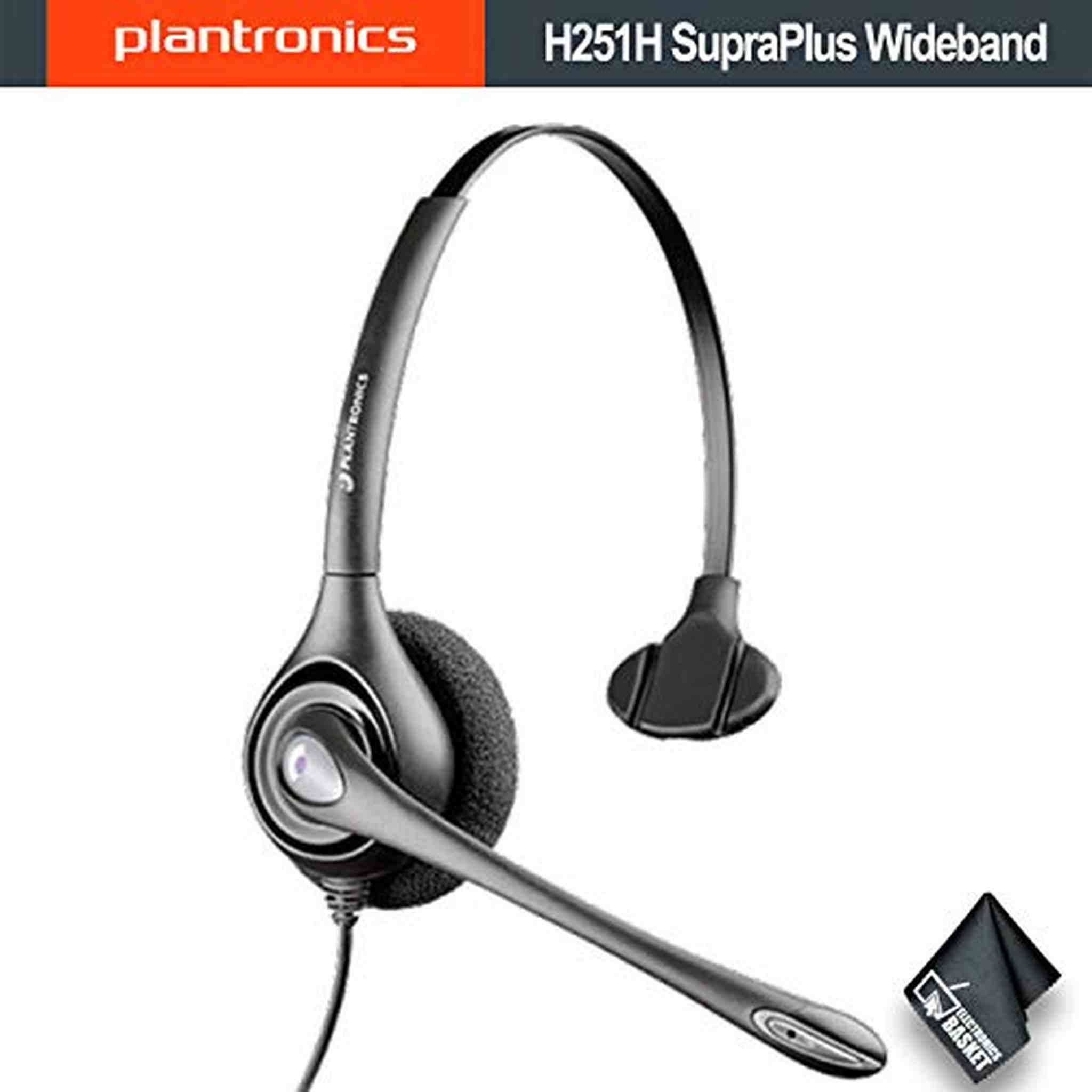 Plantronics H251H SupraPlus Wideband Monaural Headset Bundle Plantronics