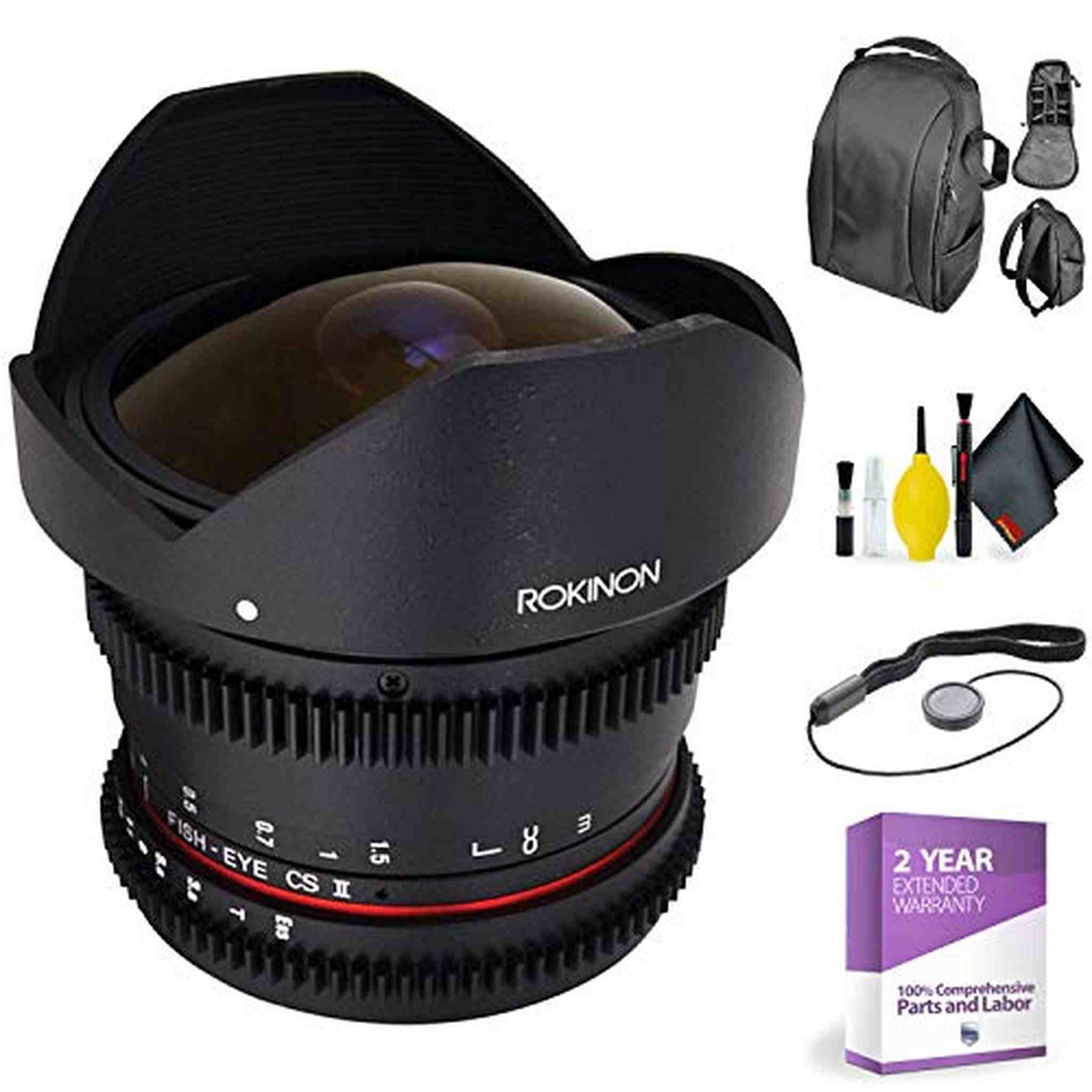 ROKINON 8MM T/3.8 CINE HD Sony inchE inch + Deluxe Lens Cleaning Kit Bundle Rokinon