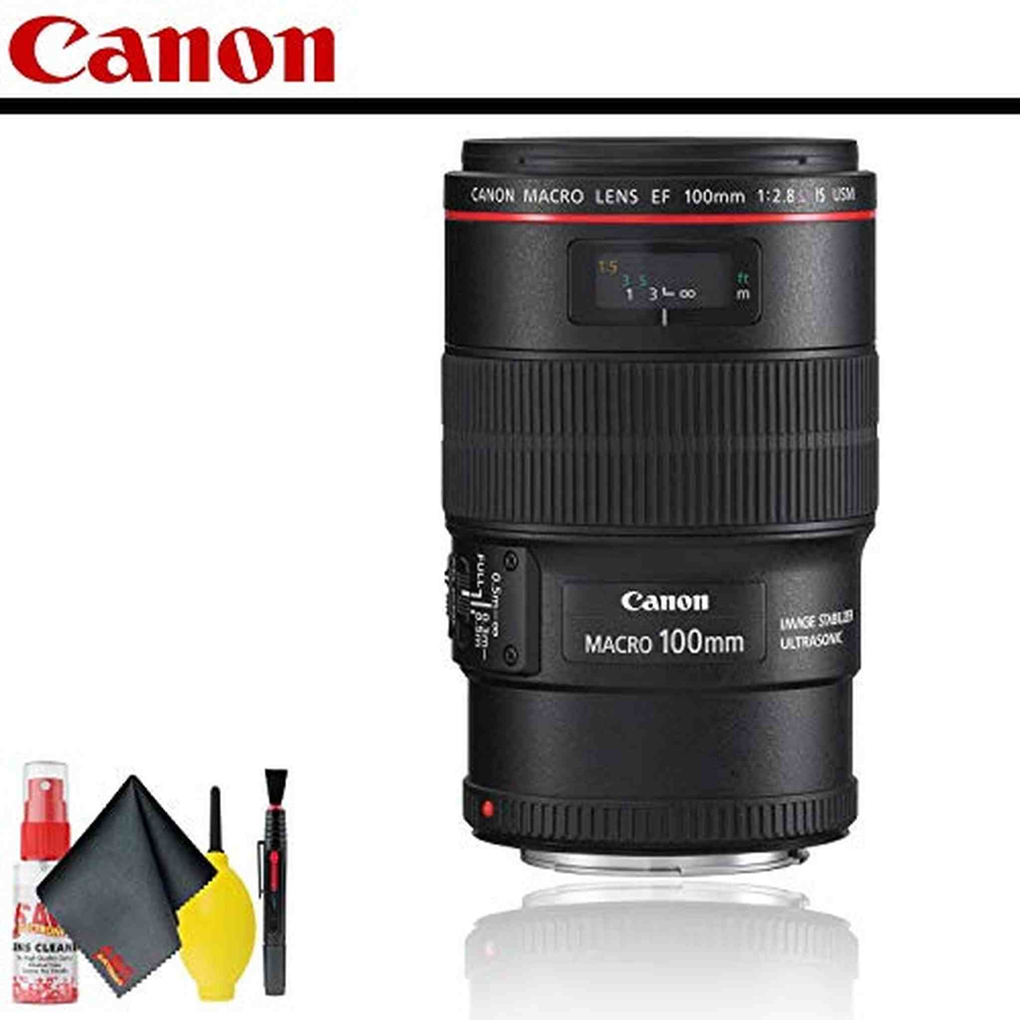 Canon EF 100mm f/2.8L Macro IS USM Lens With Cleaning Kit