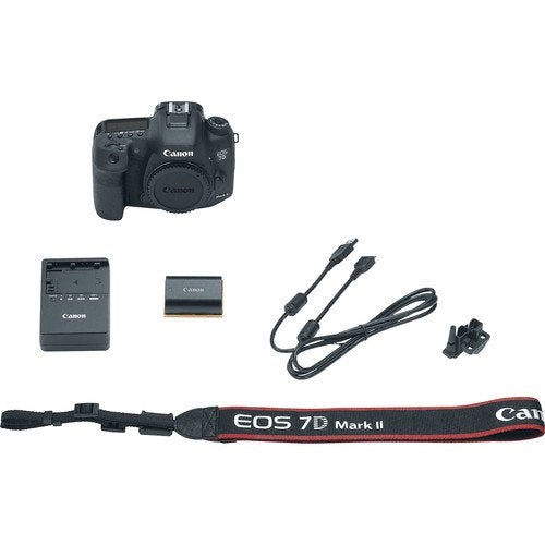 Canon EOS 7D Mark II DSLR Camera International Model 9128B002 W/Bag, Extra Battery, LED Light, Mic, Filters and More Canon