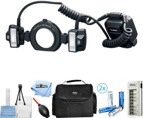 Canon MT-26EX-RT Macro Twin Lite 2398C002 Bundle with 8 AA Batteries + More Canon