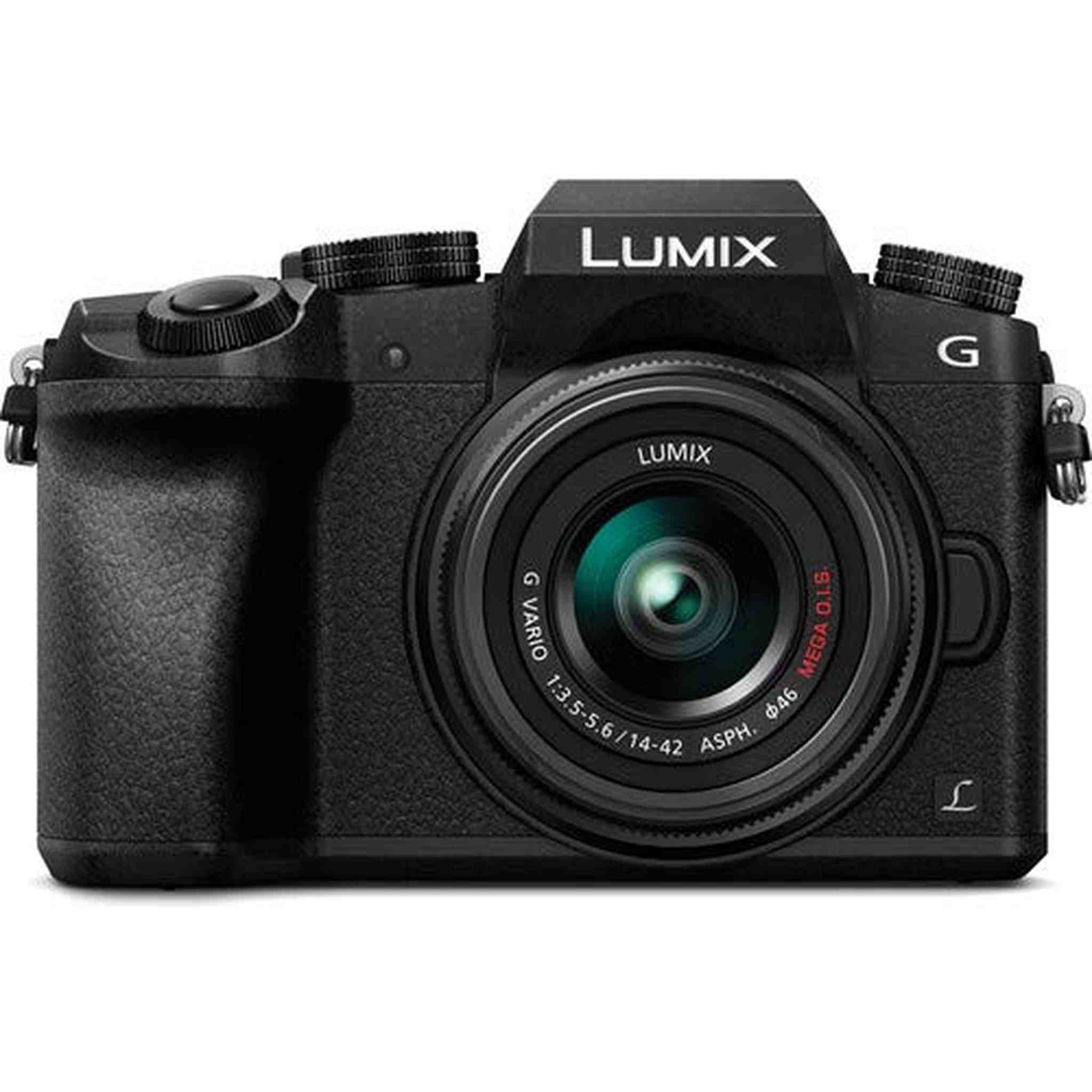 Panasonic Lumix DMC-G7 Mirrorless Digital Camera with 14-42mm Lens - Bundle with 1 Year Extended Warranty, 32GB Memory C Panasonic