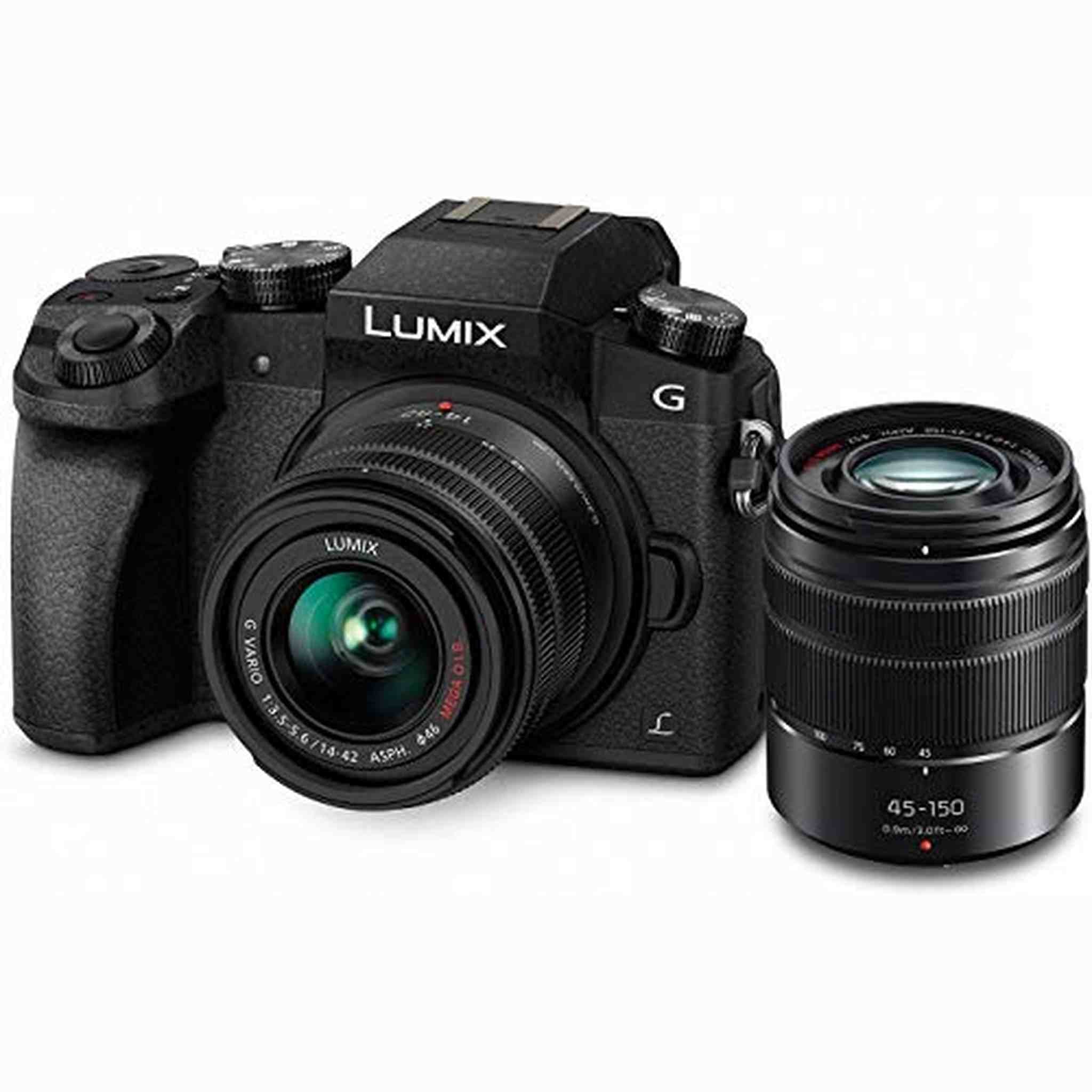 PANASONIC LUMIX G7 4K Digital Mirrorless Camera Bundle with LUMIX G Vario 14-42mm and 45-150mm Dual Lens Kit Panasonic