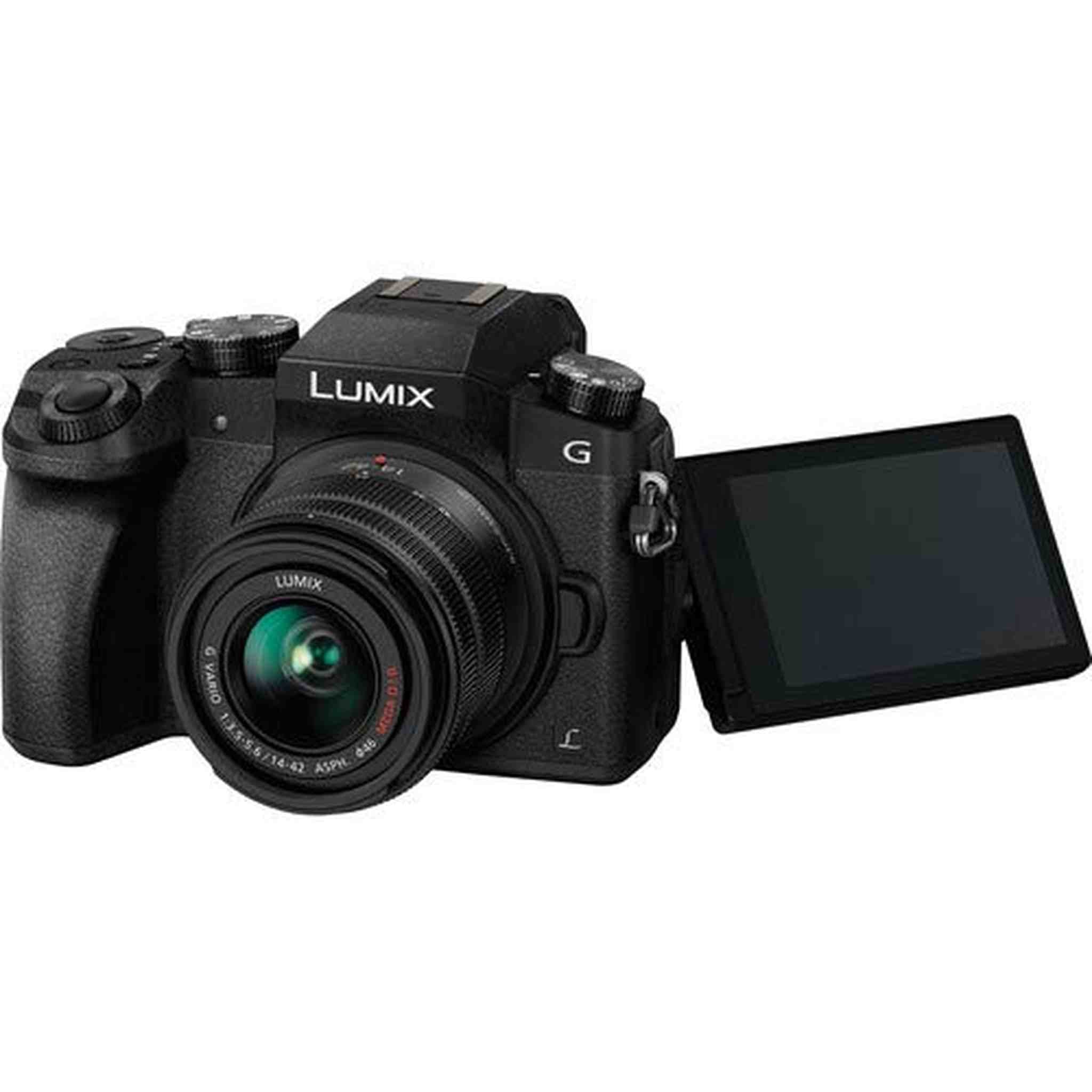 Panasonic Lumix DMC-G7 Mirrorless Digital Camera with 14-42mm Lens - Bundle with 1 Year Extended Warranty, 32GB Memory C Panasonic