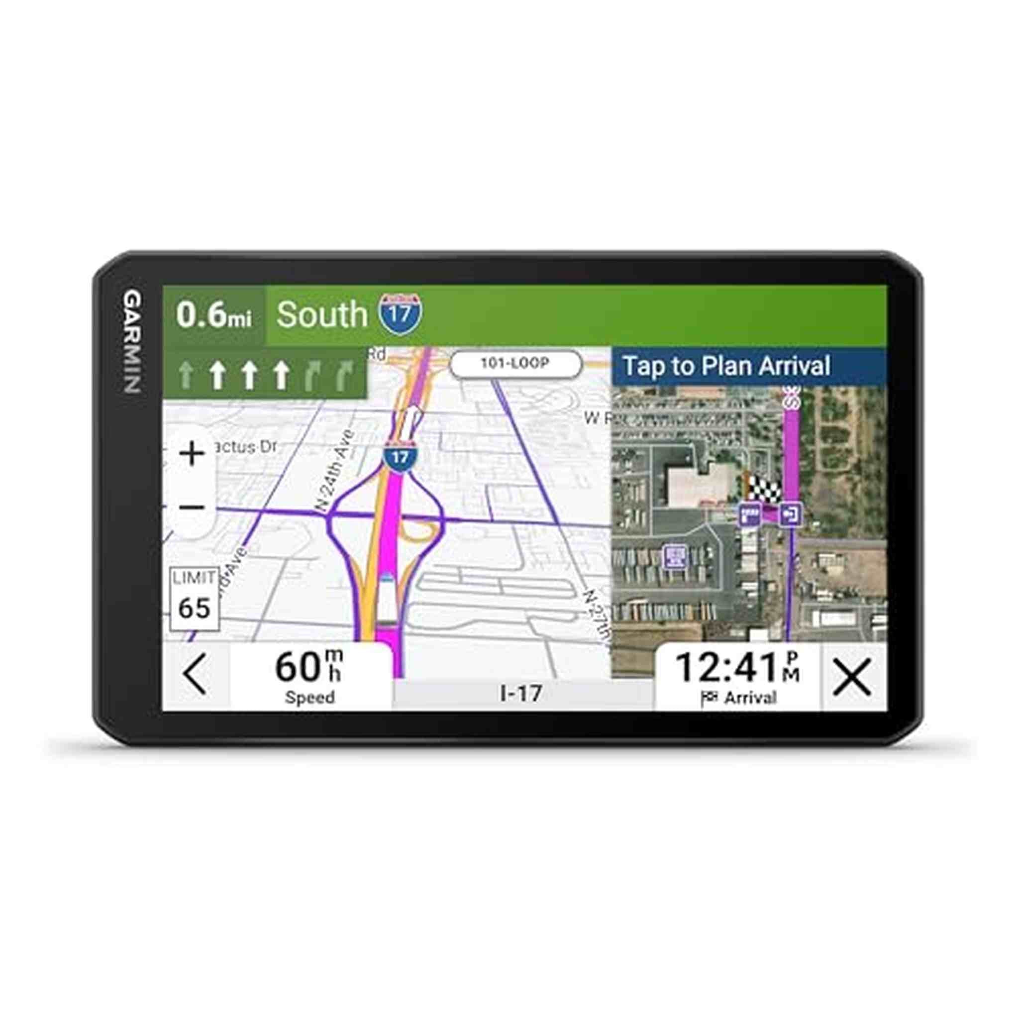 Garmin dēzl™ OTR720, Large High-Res 7” GPS Truck Navigator, Custom Truck Routing, Satellite Imagery, Wind Speed, Community-Shared Loading Docks, Truck Entrances & Parking Availability Garmin