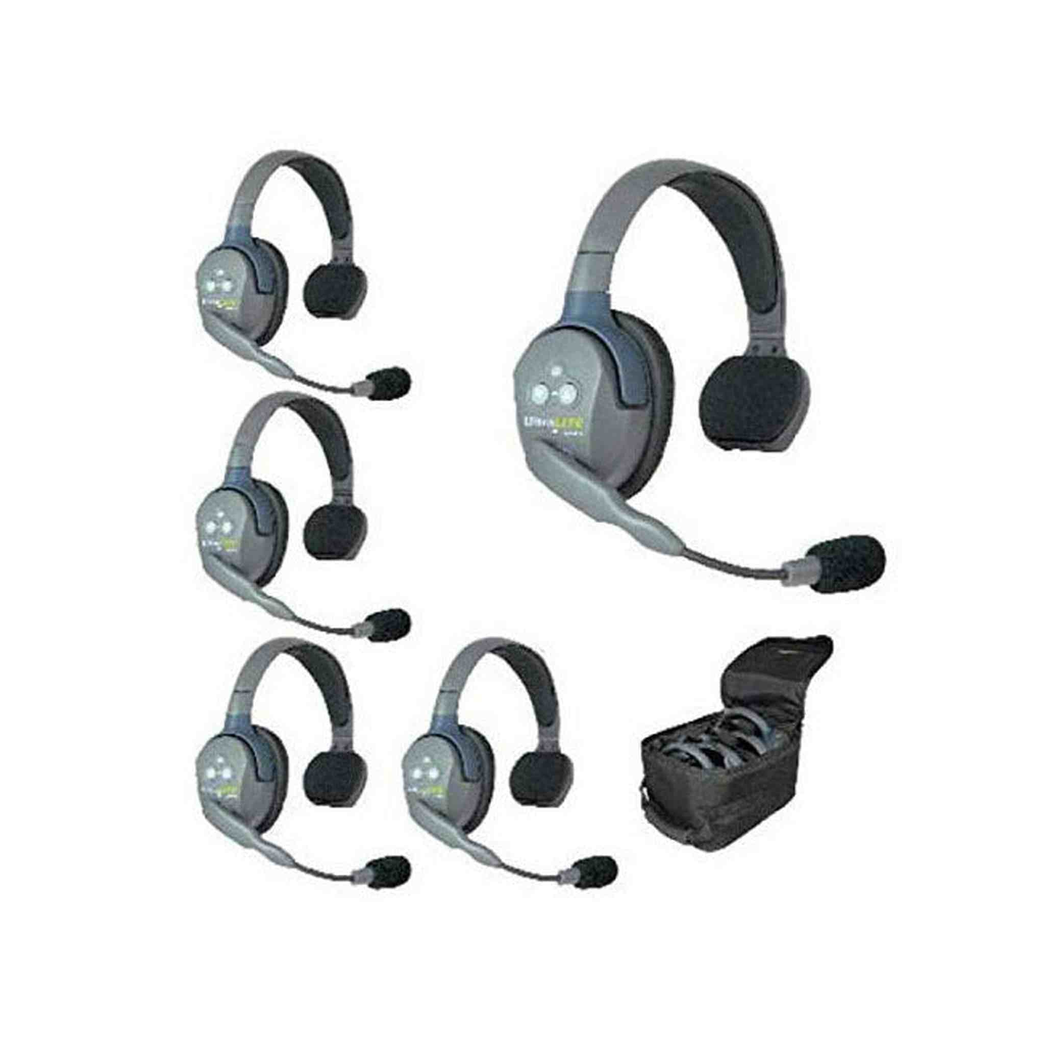 Eartec UL5S 5-Person Full Duplex Wireless Intercom with 5 Ultralite Single Ear Headsets EARTEC