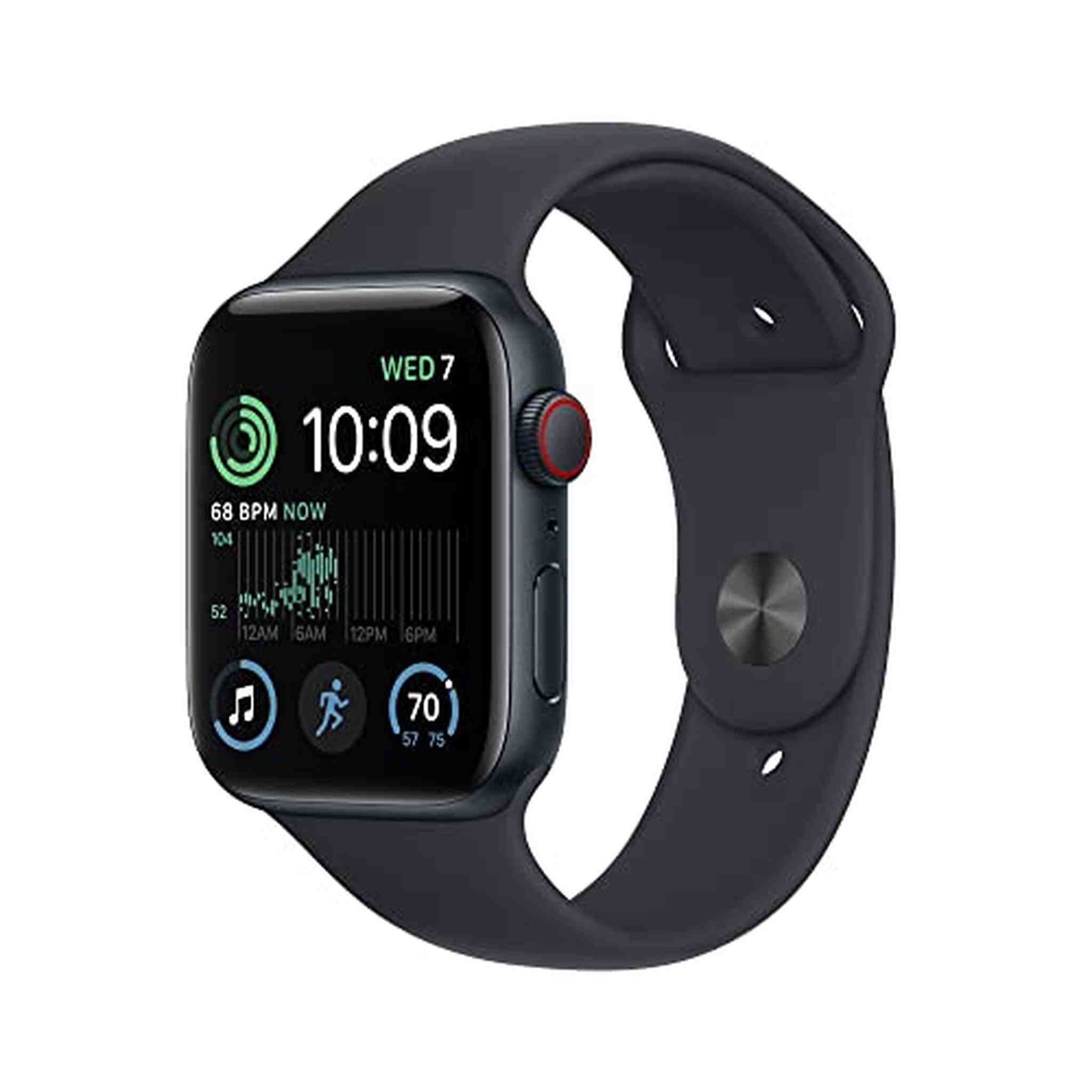 Apple Watch SE 2nd Gen GPS + Cellular 44mm Smart Watch w/Midnight Aluminum Case & Midnight Sport Band - S/M. Apple