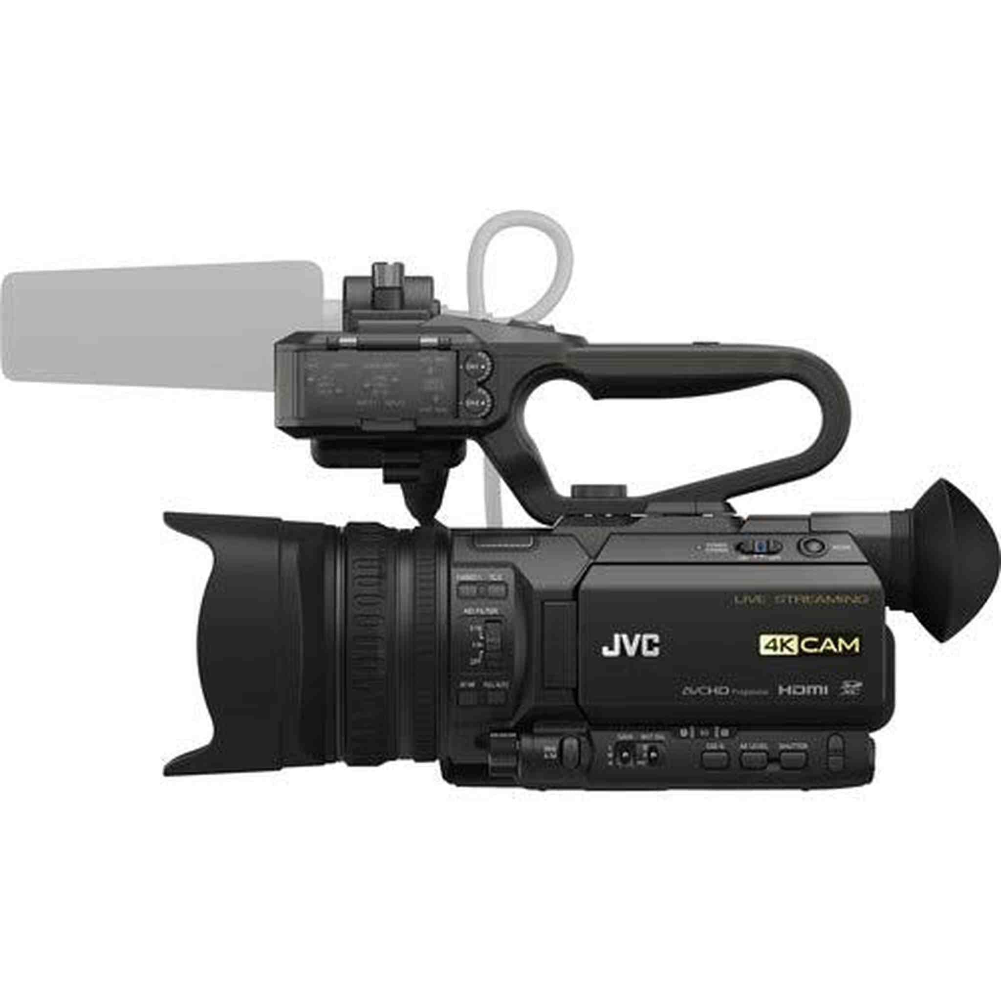 JVC GY-HM250 UHD 4K Streaming Professional Video Camcorder - Bundle with 128GB Memory Card + LCD Screen Protectors + More JVC