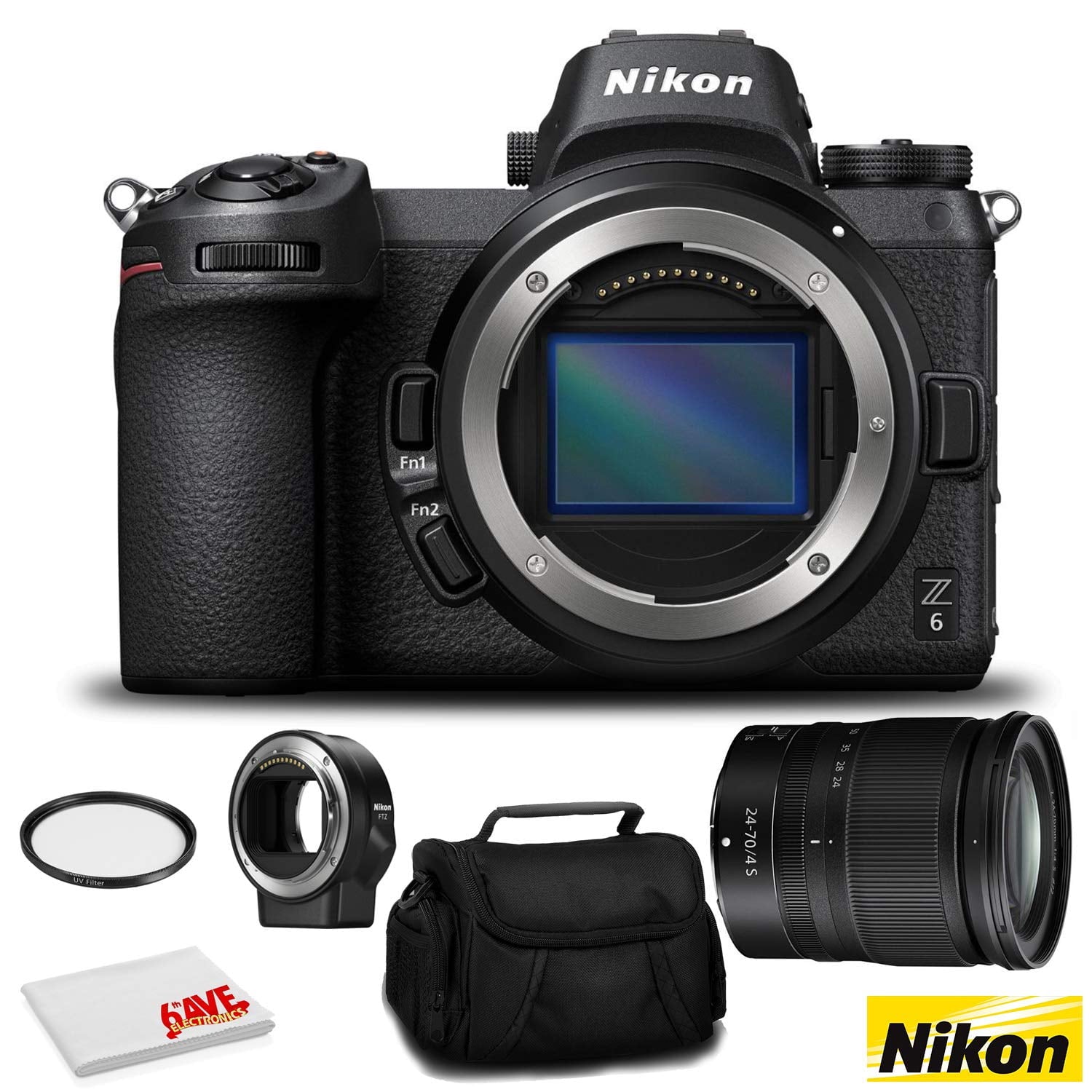 Nikon Z 6 Mirrorless FX-Format Digital Camera with 24-70mm Lens and FTZ Mount Adapter Kit - Bundle with 72mm UV Filter a Nikon