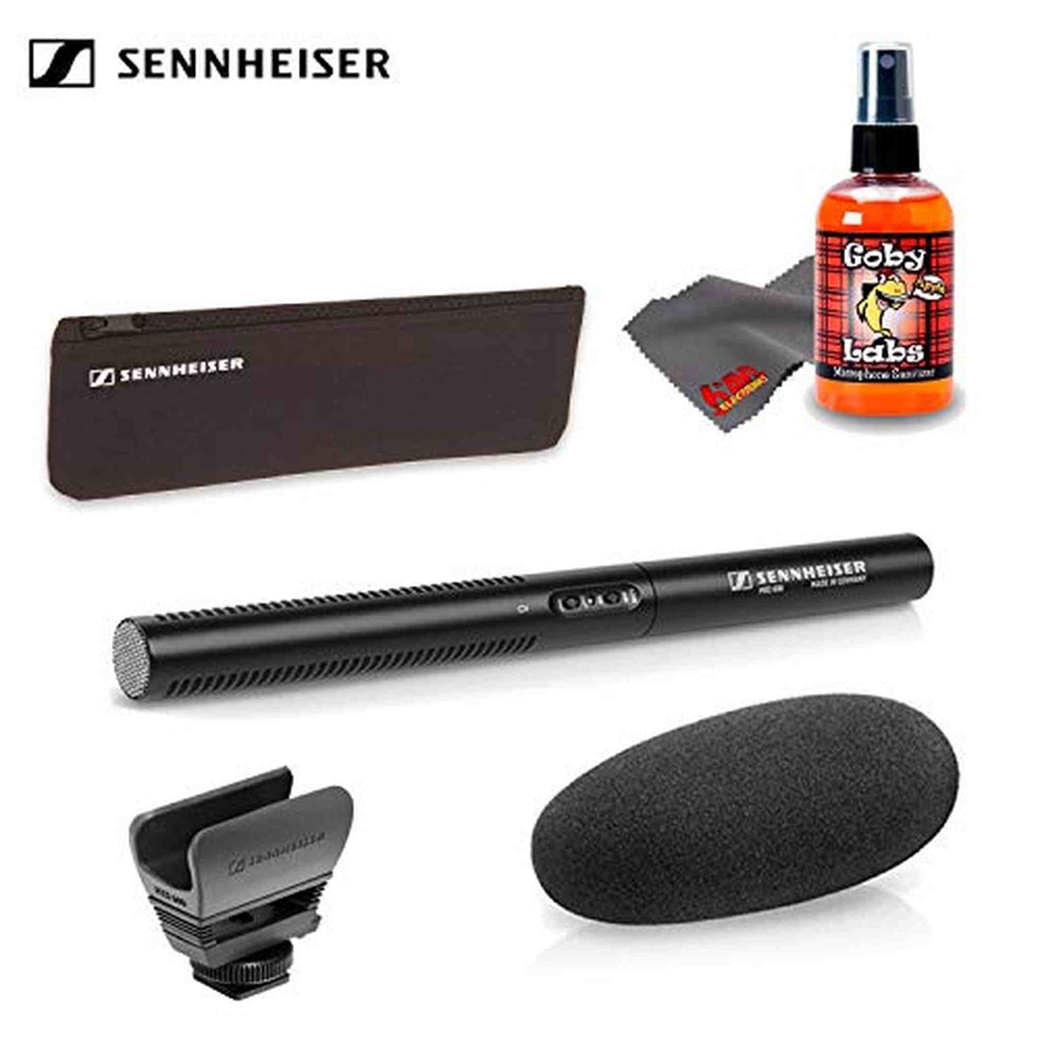 Sennheiser MKE 600 Camcorder Shotgun Microphone with Carrying Case, Shock Mount, Foam Windscreen and 6Ave Cleaning Kit Starter Bundle Sennheiser