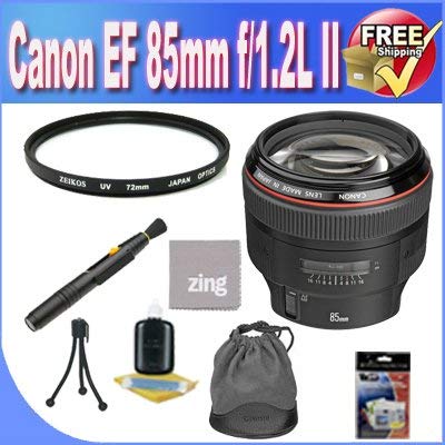 Canon EF 85mm f1.2L II USM Lens+ UV Filter + Lens Case + Zing MicroFiber Cleaning Cloth + Lens Pen Cleaner + Lens Accessory Saver Bundle !!! Canon