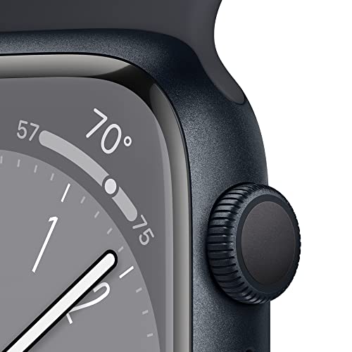 Apple Watch Series 8 [GPS 41mm] Smart Watch w/ Midnight Aluminum Case with Midnight Sport Band - S/M.