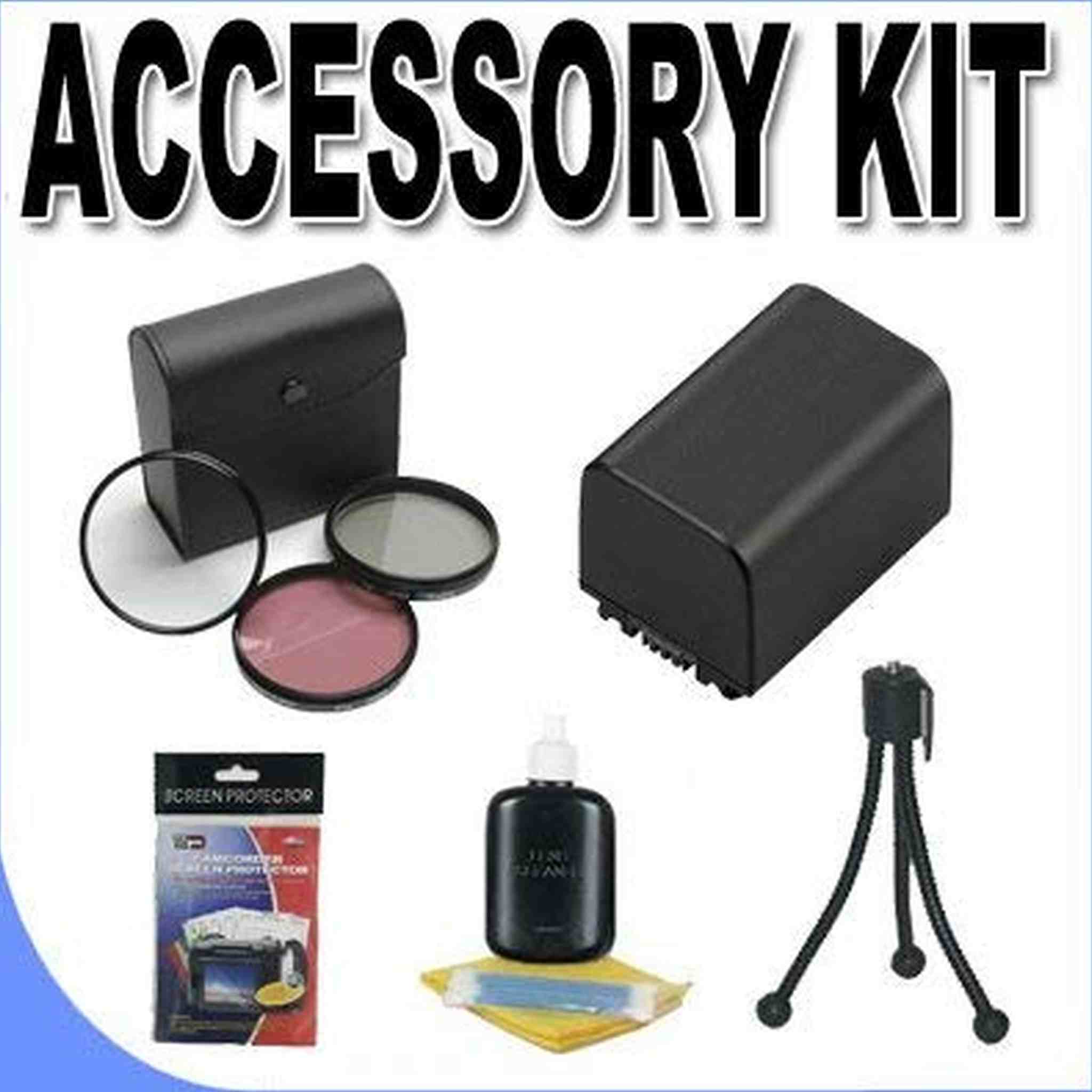 FH100 Lithium Ion Replacement Battery BigVALUEInc Accessory Saver 37mm Filter Kit Bundle f/ Sony Camcorders BVI