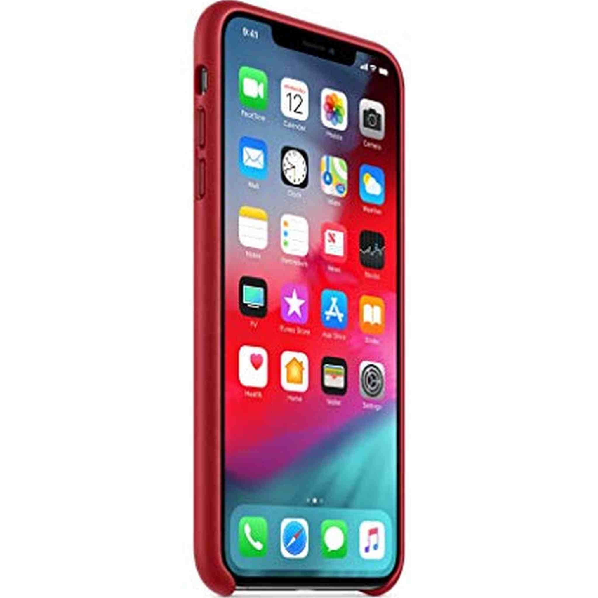 Apple Leather Case for iPhone Xs Max - Red Apple