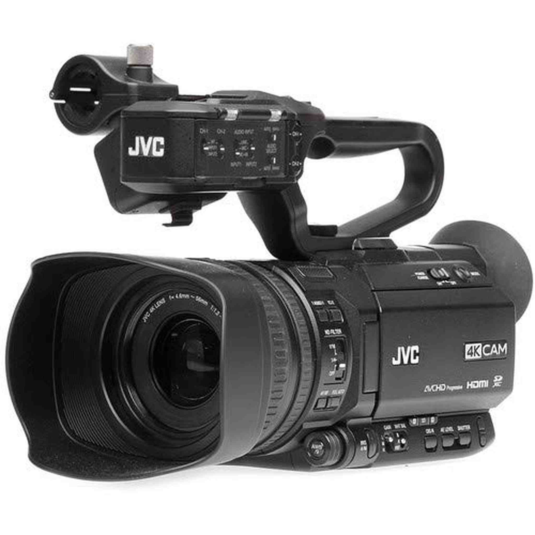 JVC GY-HM250 UHD 4K Streaming Professional Video Camcorder - Bundle with 64GB Memory Card + LCD Screen Protectors + More JVC