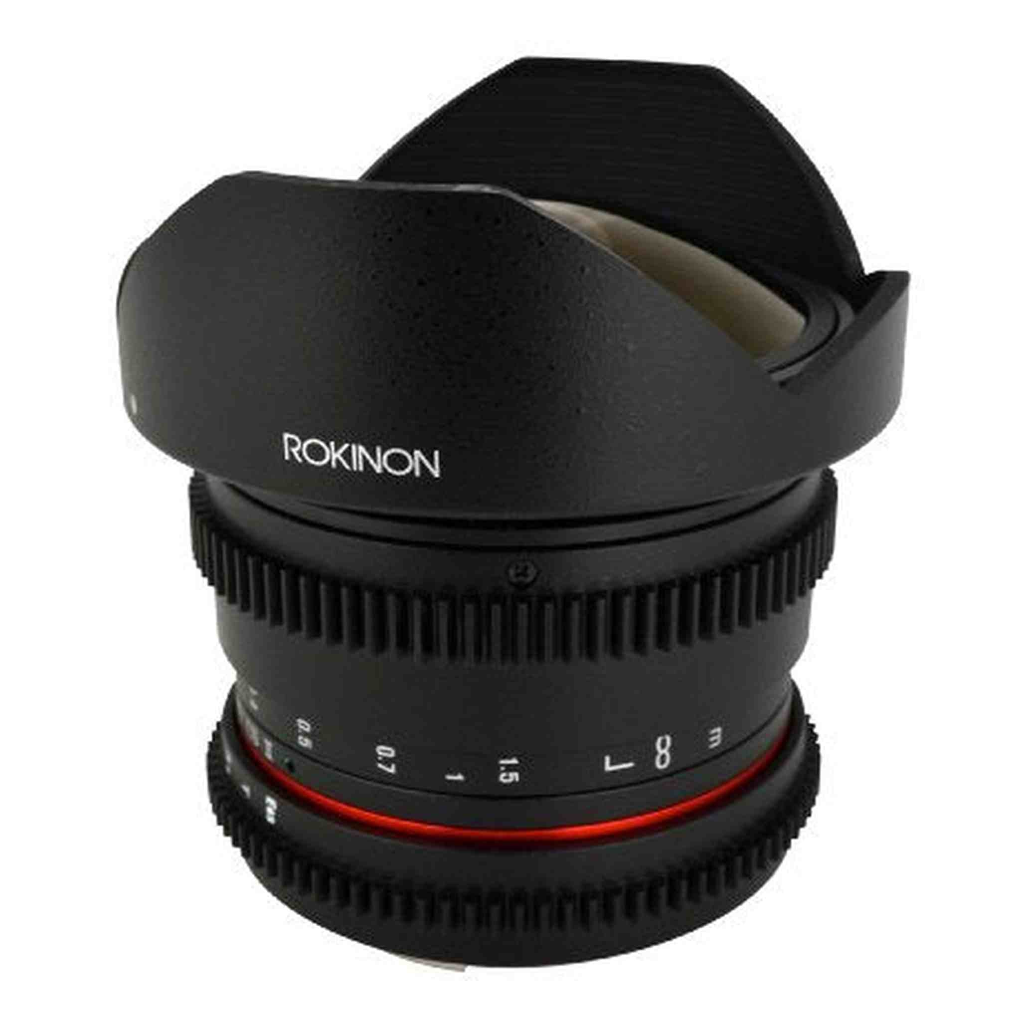 Rokinon RKHD8MV-N HD 8mm t/3.8 Fisheye Lens for Nikon with De-clicked Aperture and Removable HoodWide-Angle Lens Rokinon