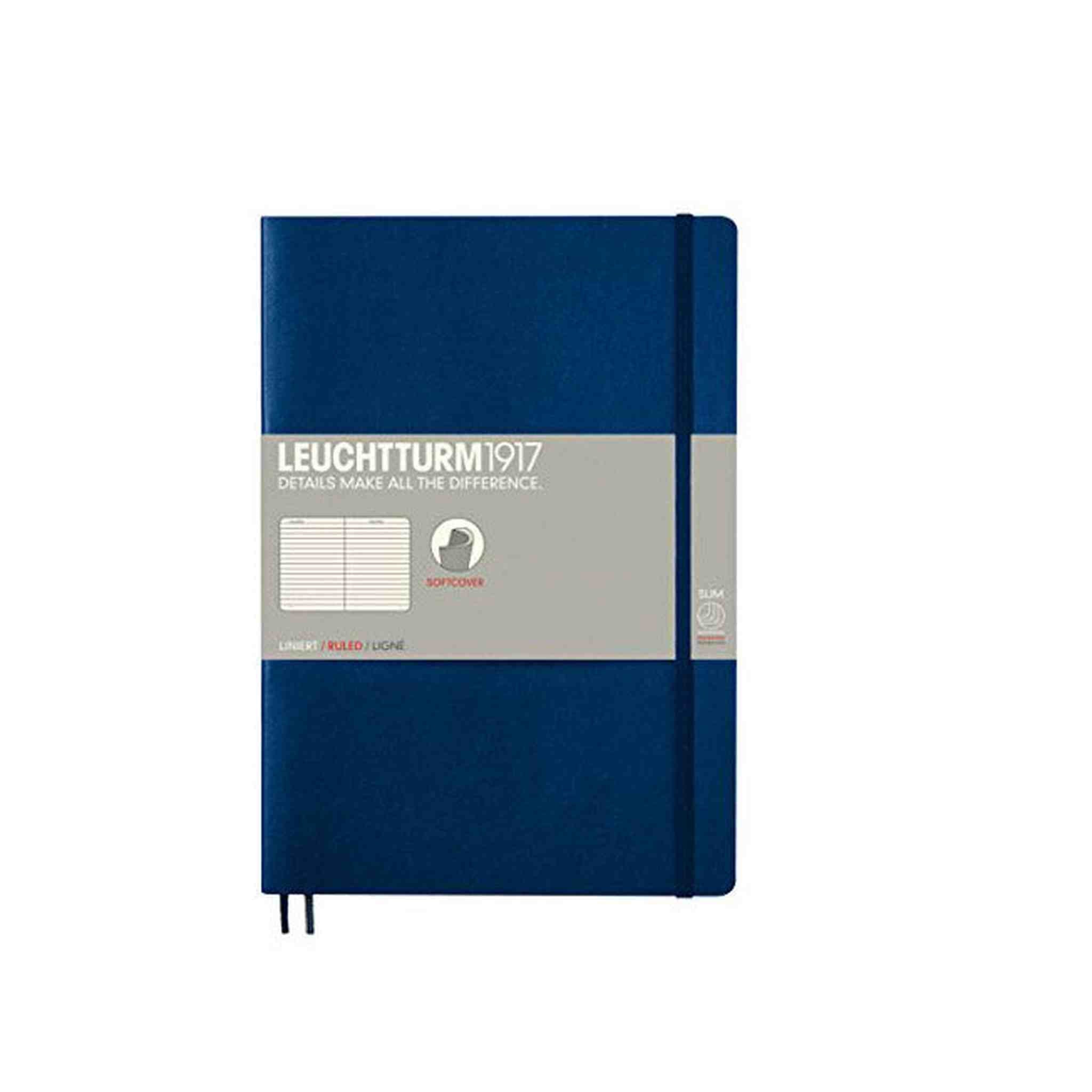 LEUCHTTURM1917 - Composition B5 Ruled Softcover Notebook Navy - 123 Numbered Pages Leuchtturm