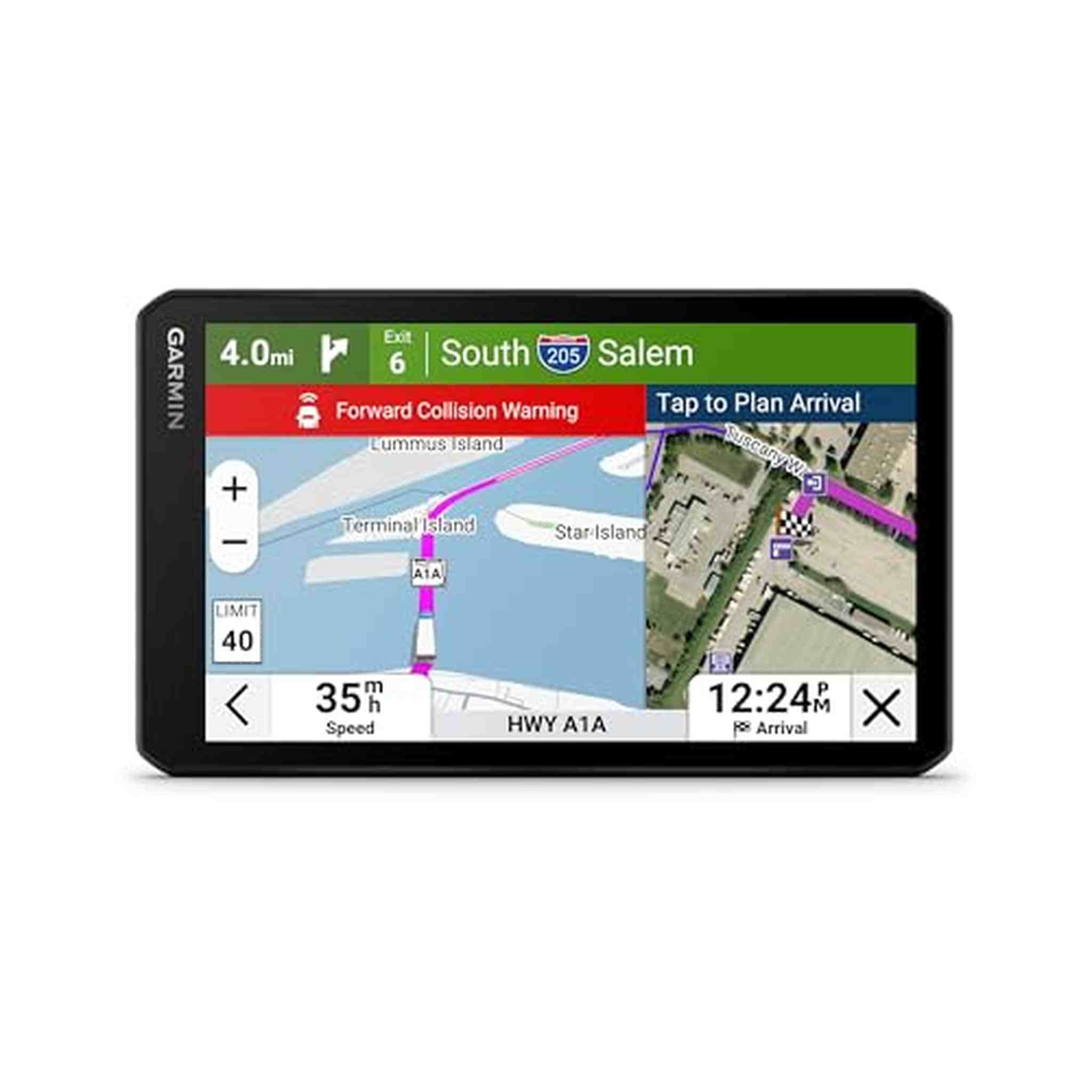 Garmin dēzlCam™ OTR725 High-Res 7” GPS Truck Navigator with Built-in 1080P HD Dash Cam, Automatic Incident Recording, Custom Truck Routing, Satellite Imagery, Community-Shared Loading Docks Garmin