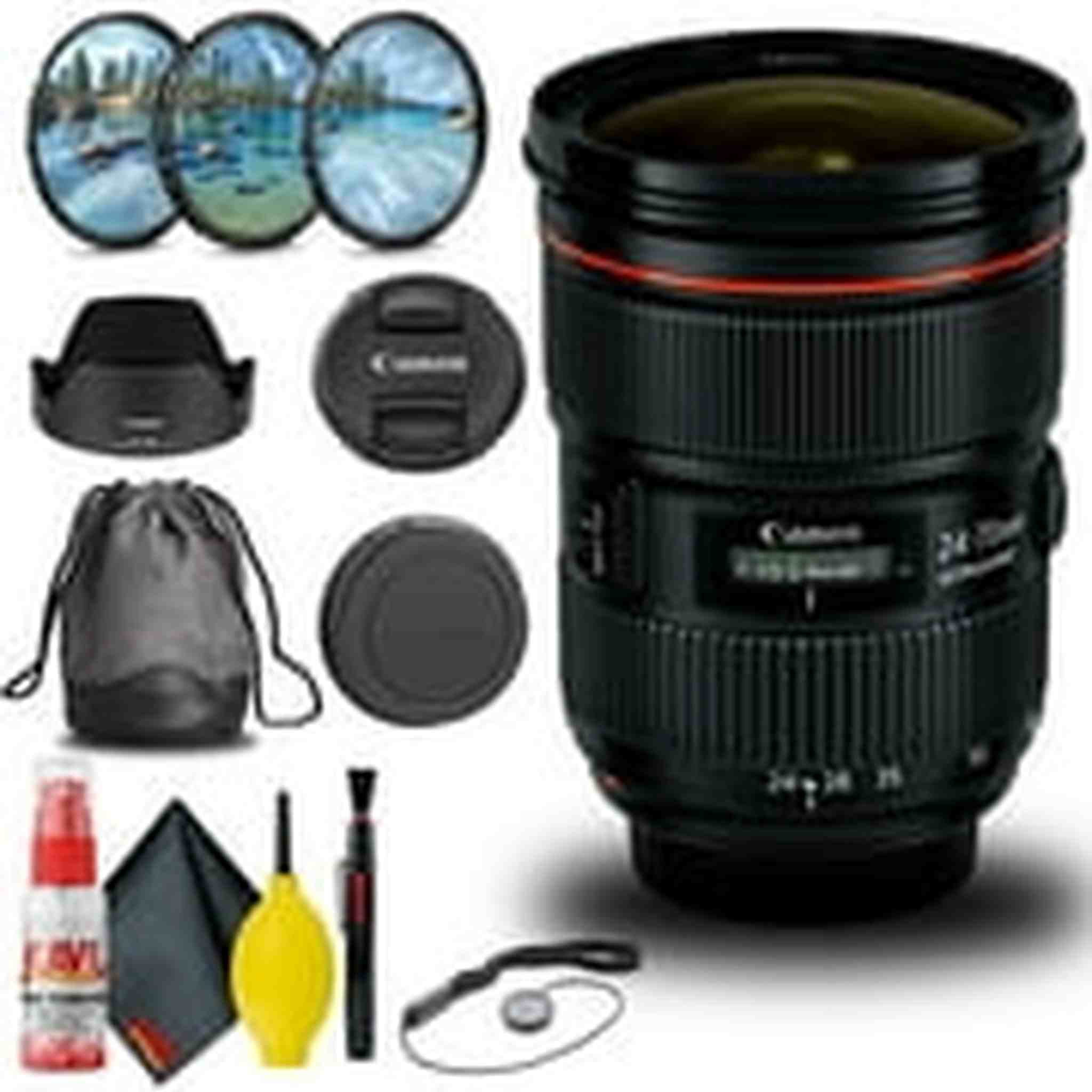 Canon EF 24-70mm f/2.8L II USM Lens 5175B002 + Filter Kit + Cap Keeper Base Bundle Canon