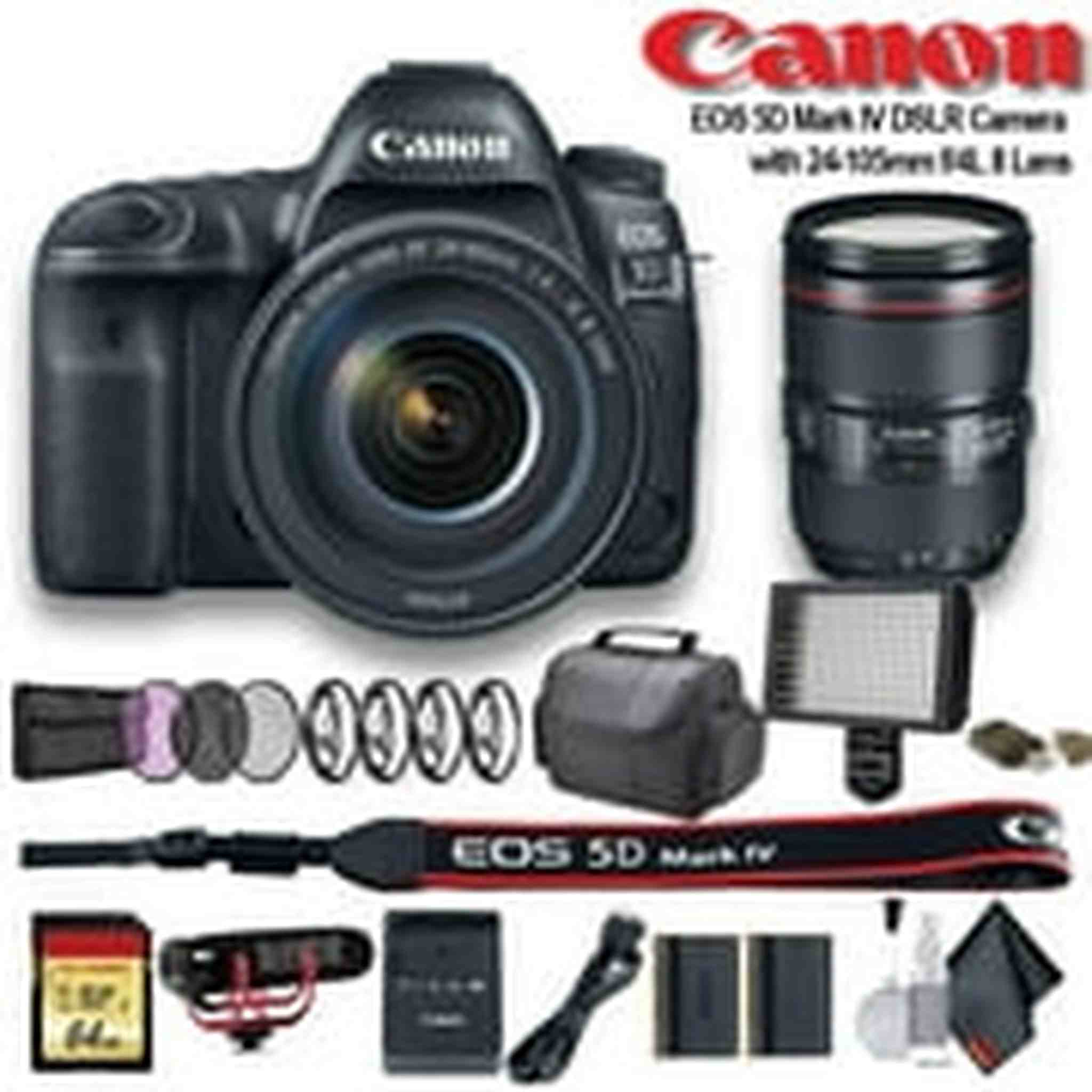 Canon EOS 5D Mark IV DSLR Camera with 24-105mm f/4L II Lens 1483C010 W/Bag, Extra Battery Pro Bundle Canon