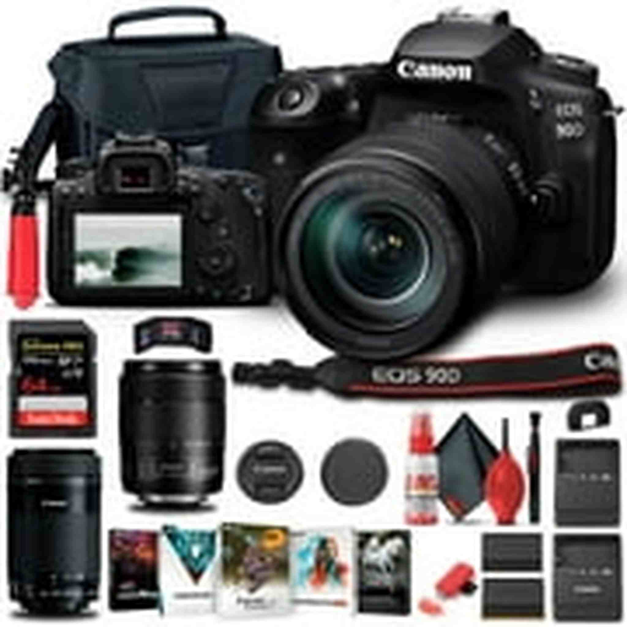 Canon EOS 90D Camera W/ 18-135mm and Canon EF-S 55-250mm Lenses - Basic Bundle Canon