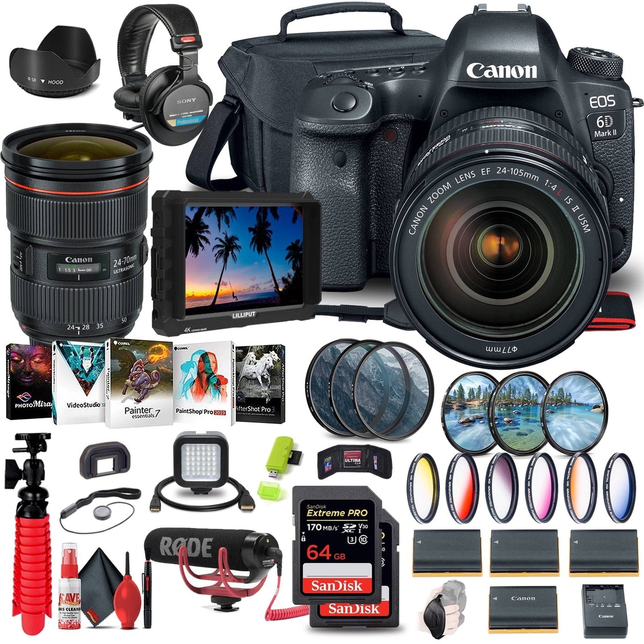 Canon EOS 6D Mark II Camera with 24-105mm f/4L II Lens 1897C009 Extreme All in one Bundle Canon