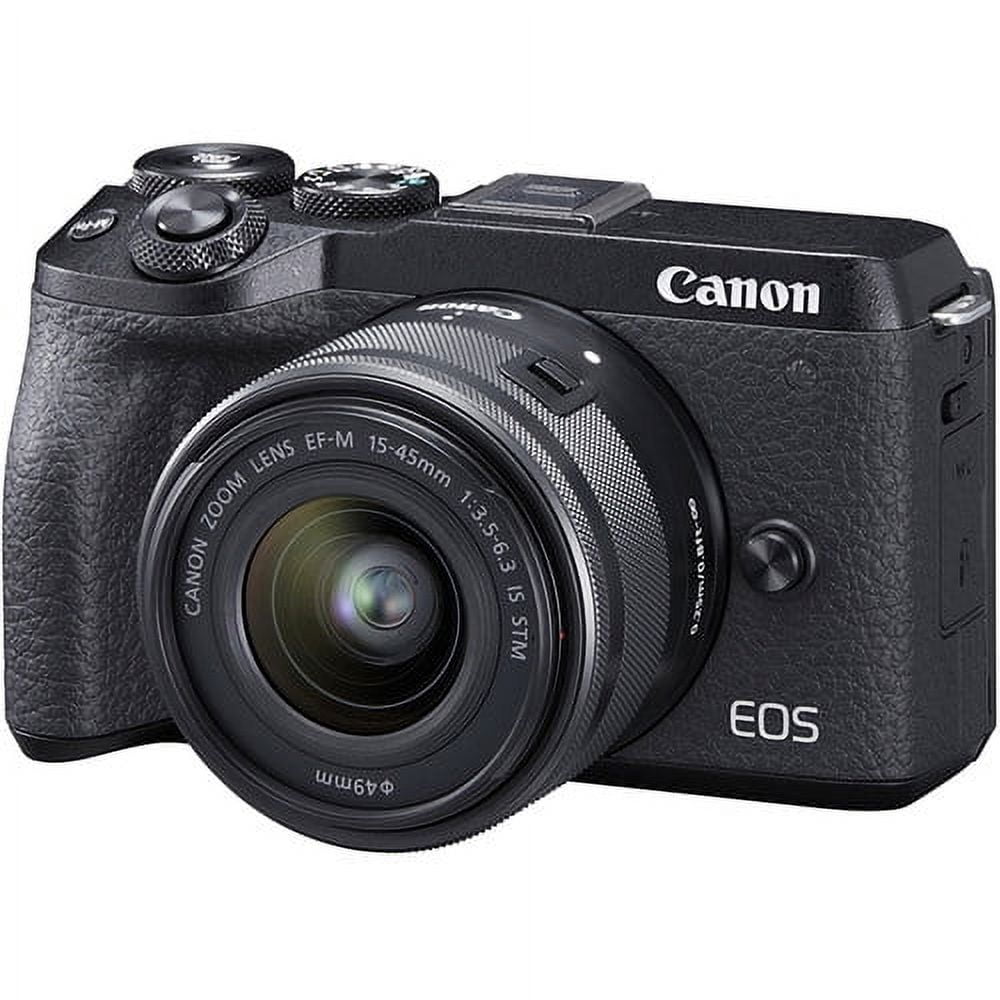 Canon EOS M6 Mark II Mirrorless Digital Camera with 15-45mm Lens and EVF-DC2 Black International model No Warranty Canon