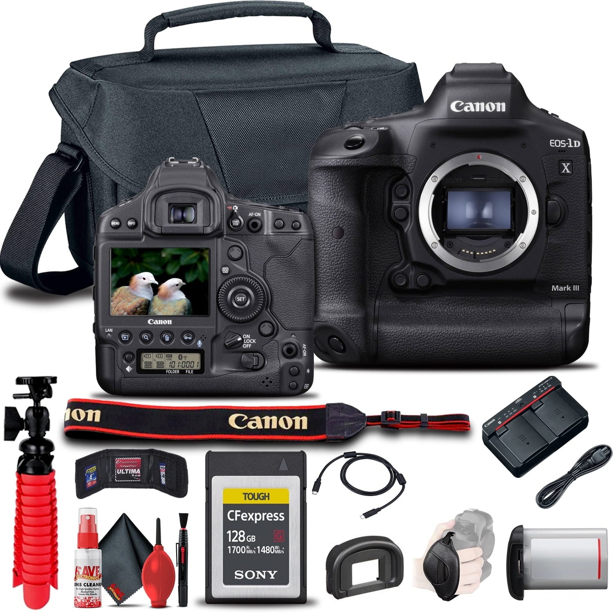 Canon EOS-1D X Mark III DSLR Camera Body Only 3829C002 + 128GB Card Base Bundle Canon