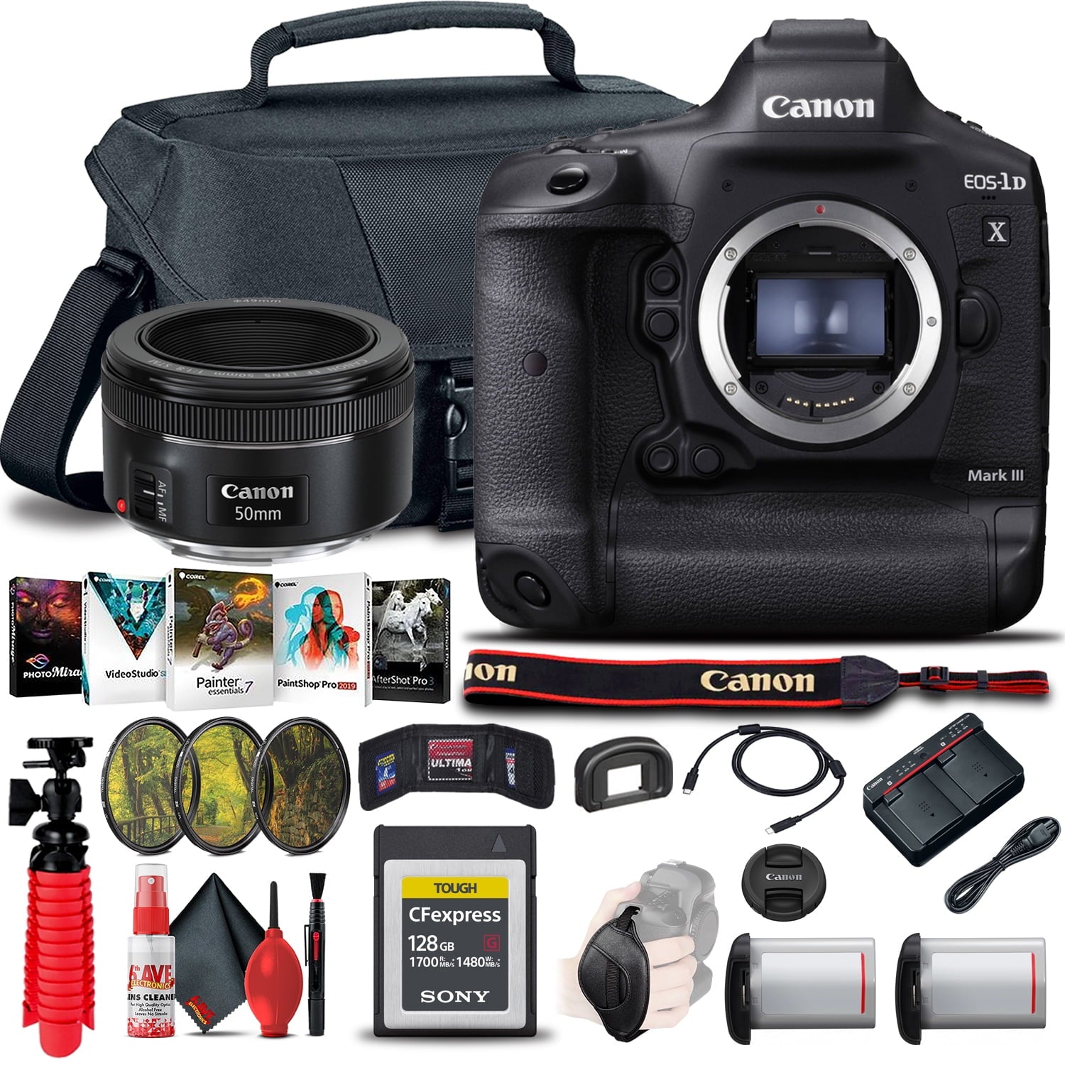 Canon EOS-1D X Mark III DSLR Camera Body Only 3829C002 + Canon EF 50mm Lens Canon