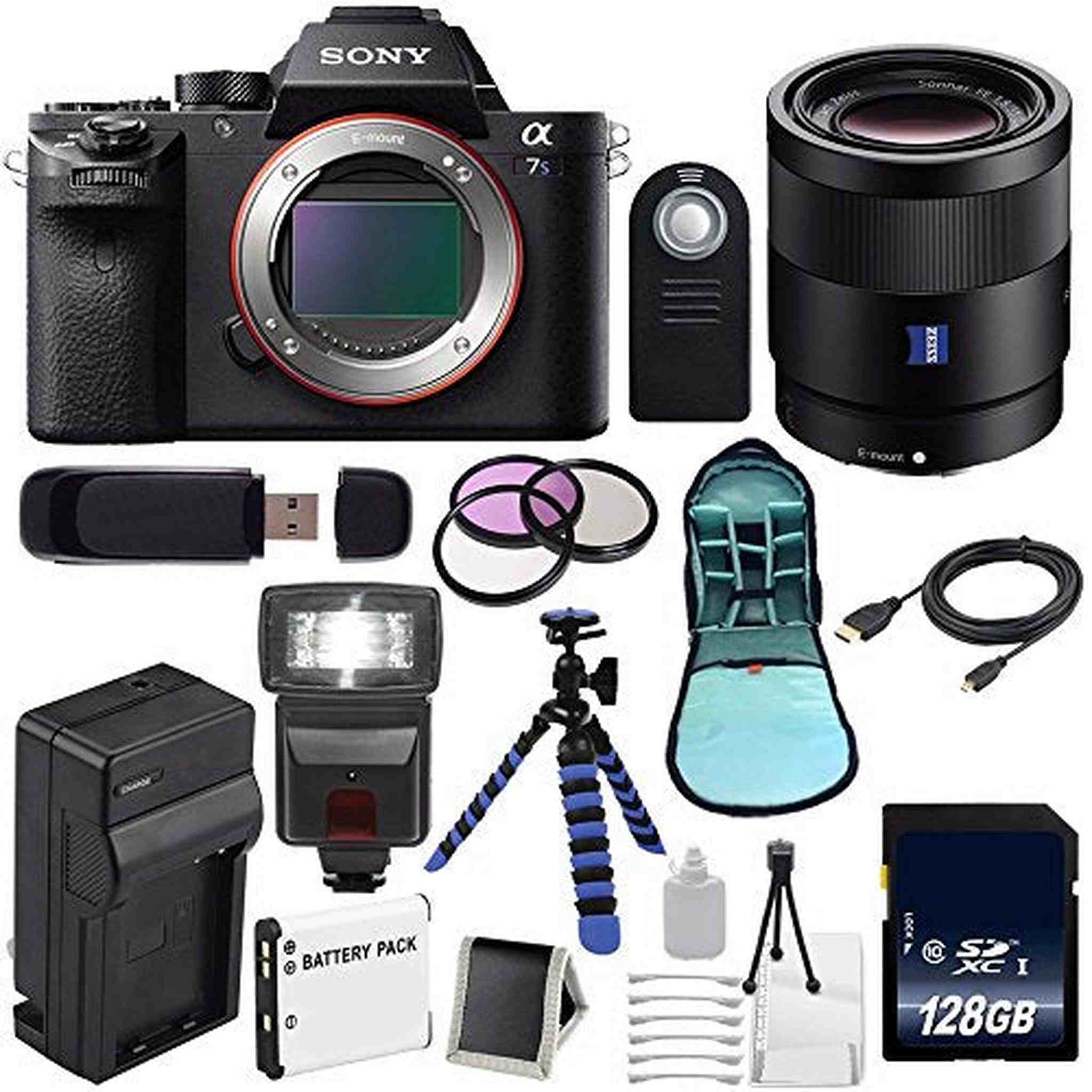 Sony Alpha a7S II a7S Mark II a7SII ILCE7SM2/B Mirrorless Digital Camera International Model + Sony Sonnar T FE 55mm Lens Graphic Bundle Sony