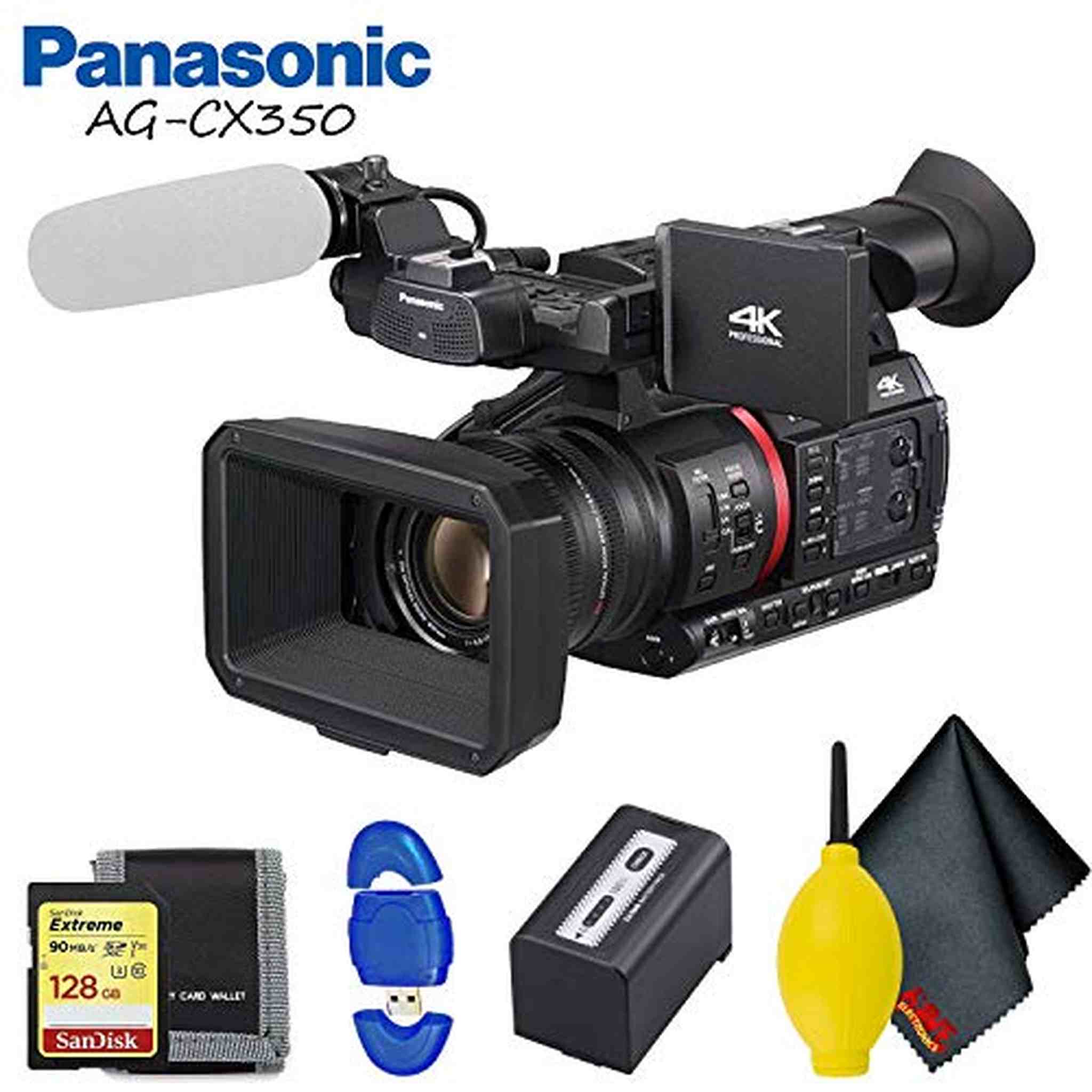 Panasonic AG-CX350 4K Camcorder Accessory Bundle with Cleaning Kit and Memory Card Kit Panasonic