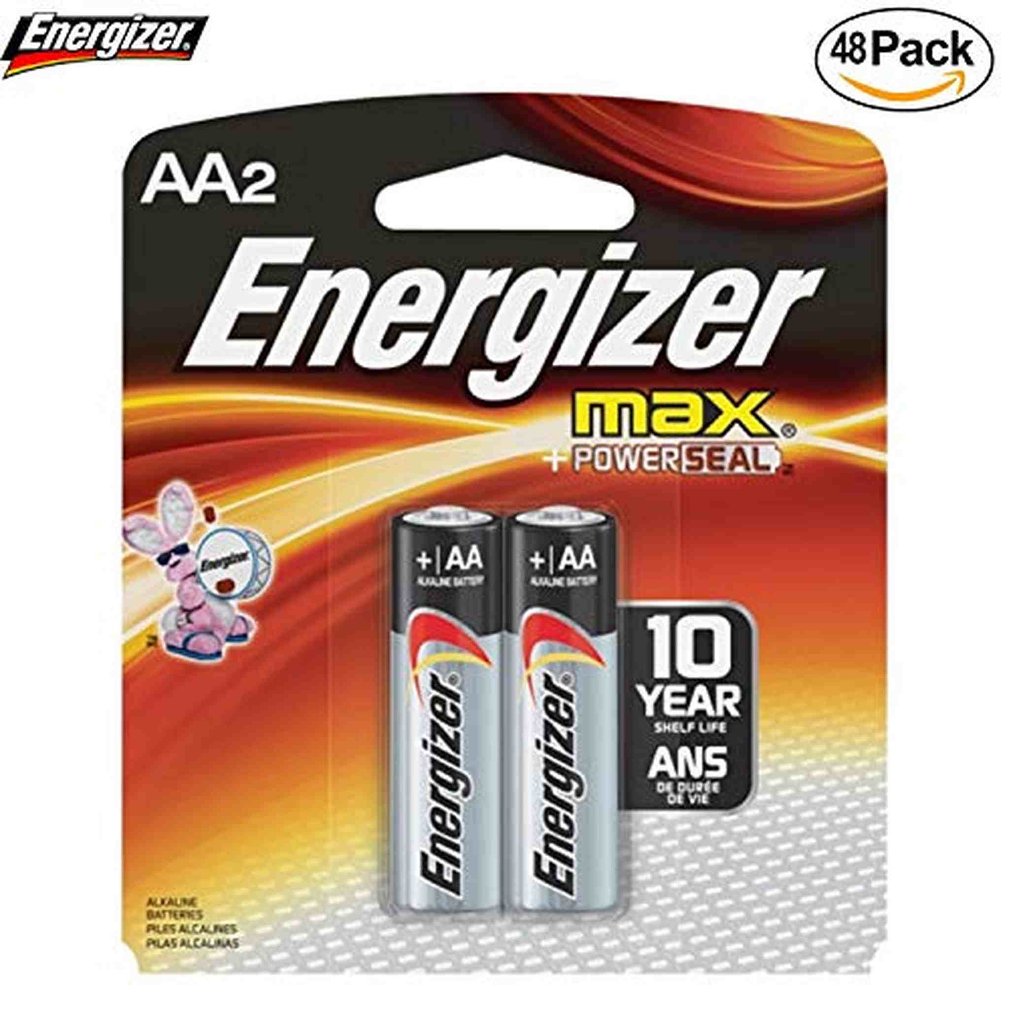 Energizer E91BP-2 AA Size Alkaline General Purpose Battery, AA - Alkaline - 1.5 V DC - 48-2 Packs 96 Batteries Total Energizer