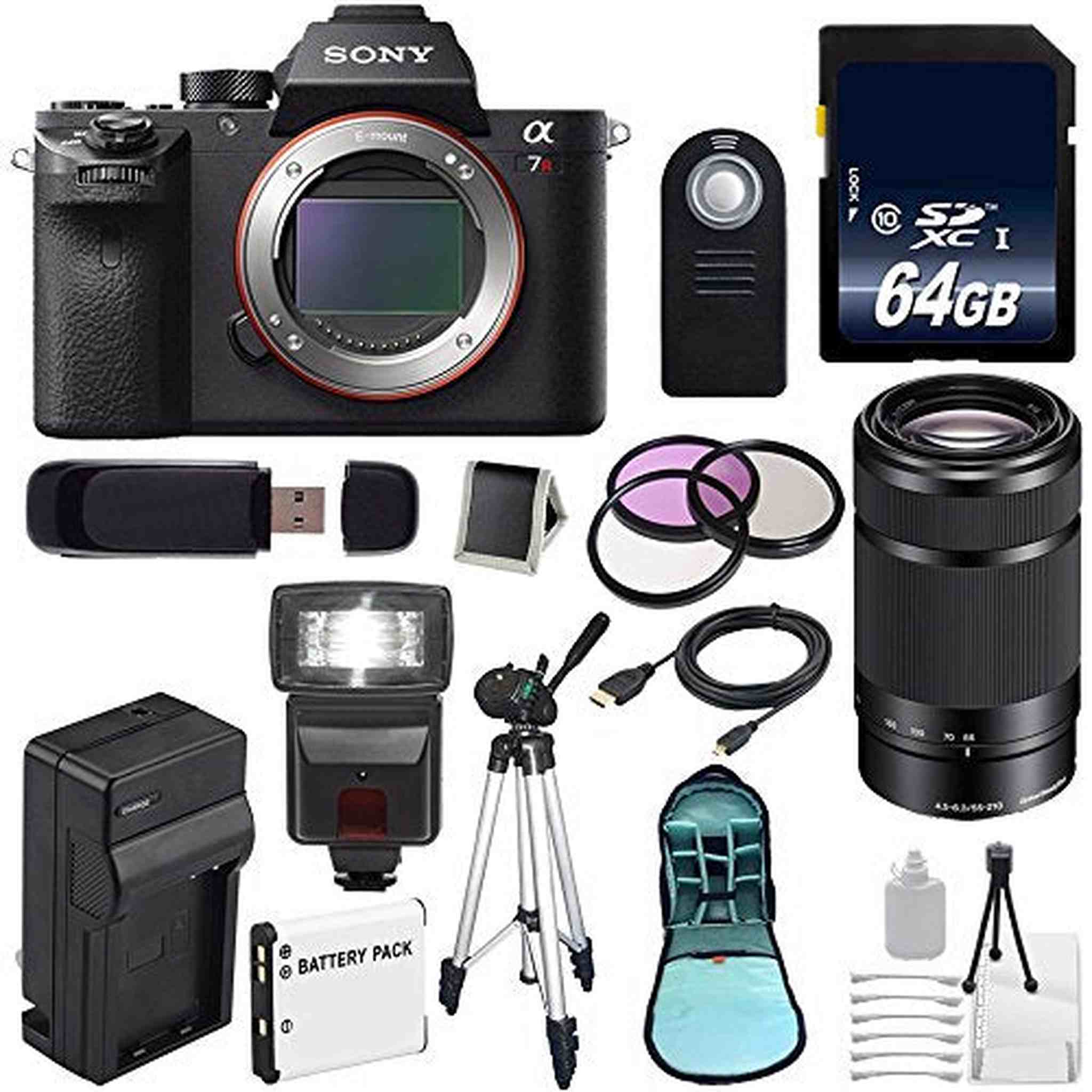 Sony Alpha a7R II Mirrorless Digital Camera International Model + Sony E 55-210mm f/4.5-6.3 OSS E-Mount Lens Black Premium Bundle Sony