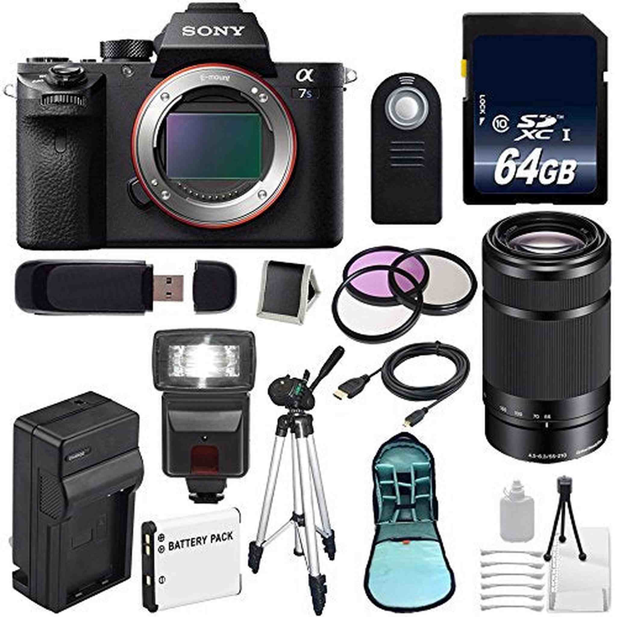 Sony Alpha a7S II a7S Mark II a7SII ILCE7SM2/B Mirrorless Digital Camera International Model + Sony E 55-210mm f/4.5-6 Lens Innovative Bundle Sony