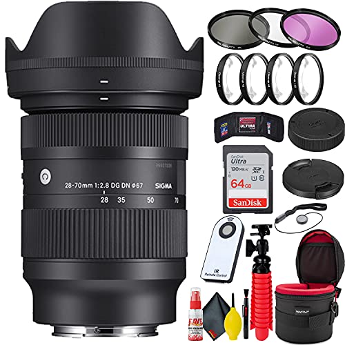 Sigma 28-70mm f/2.8 DG DN Contemporary Lens for Sony E + 64GB SD Card Bundle Sigma