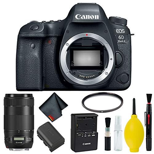 Canon EOS 6D Mark II DSLR Camera Body Only Basic Kit International Model w/Canon EF 70-300mm f/4-5.6 is II USM Lens - Canon