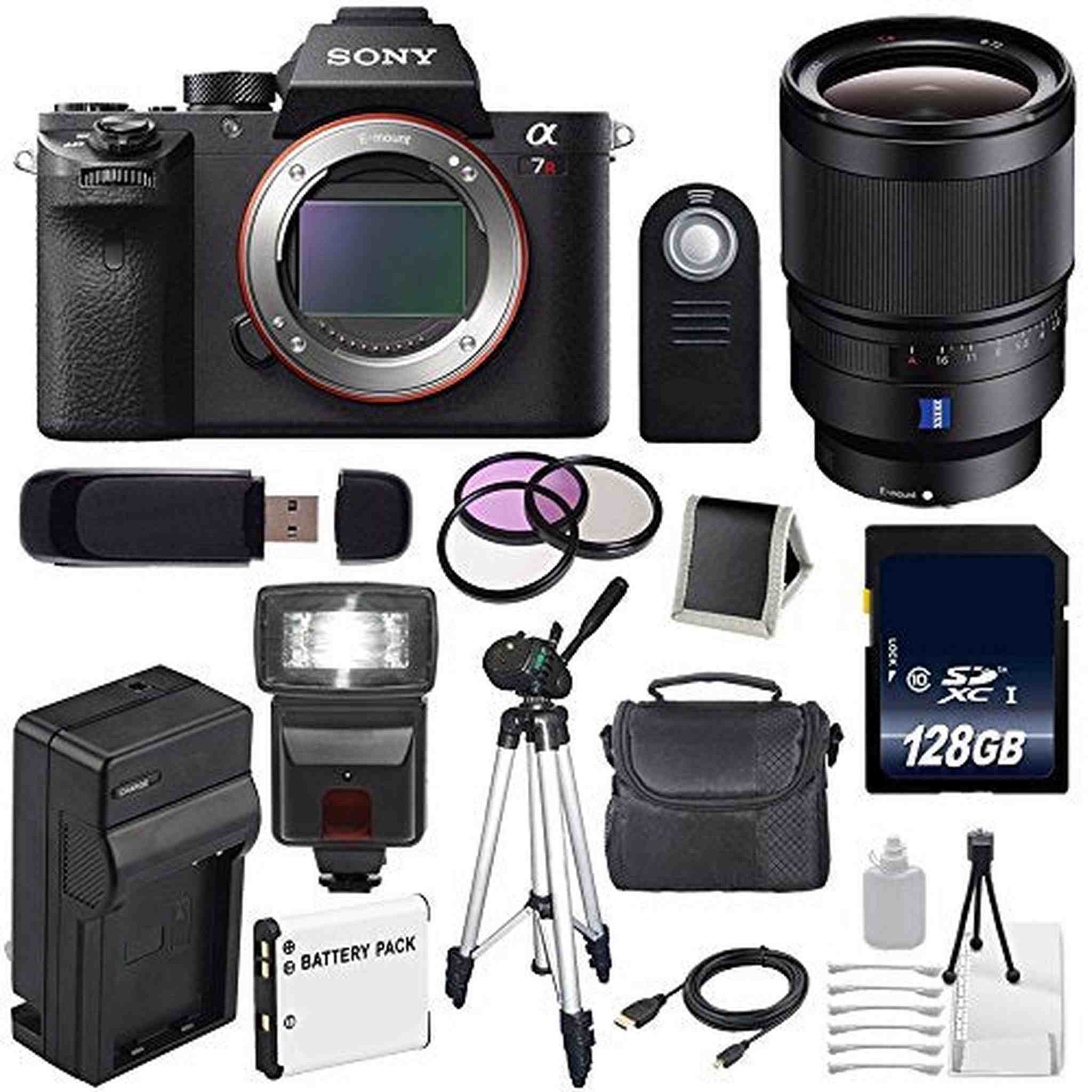 Sony Alpha a7R II Mirrorless Digital Camera International Model + Sony Distagon T FE 35mm f/1.4 ZA Lens + 72mm 3 Piece Advanced Bundle Sony