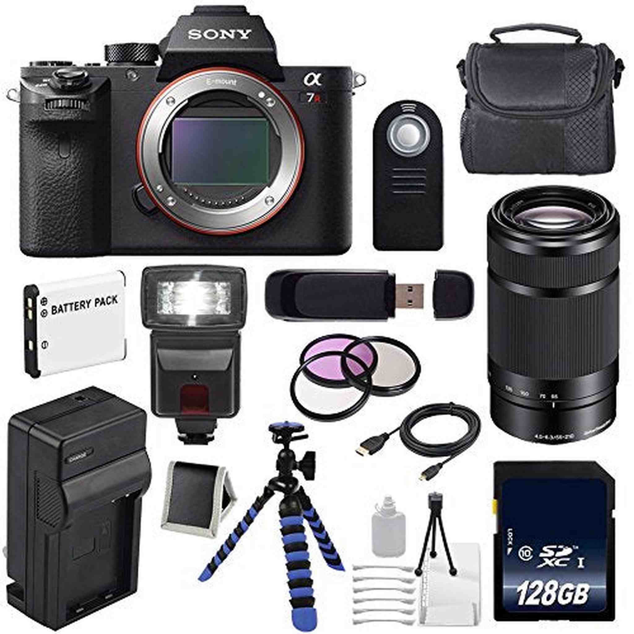 Sony Alpha a7R II Mirrorless Digital Camera International Model + Sony E 55-210mm f/4.5-6.3 OSS E-Mount Lens Black Innovative Bundle Sony