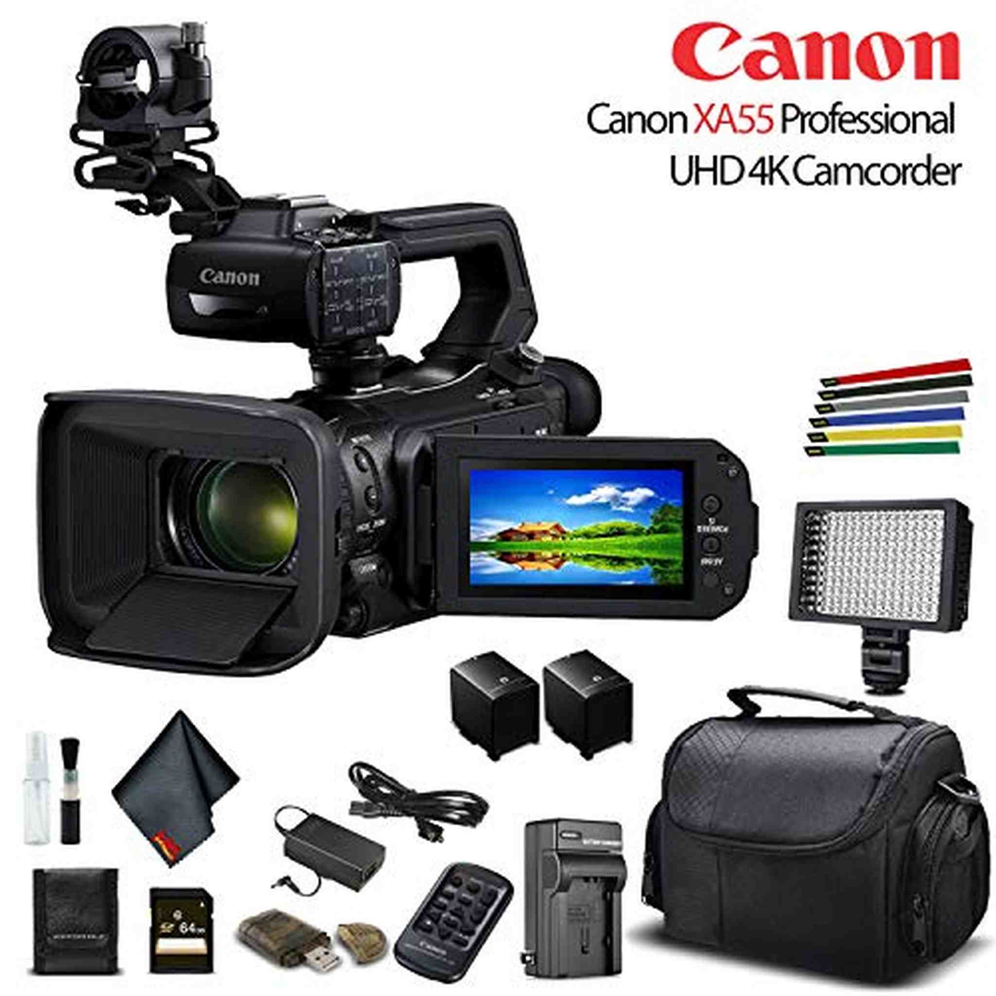 Canon XA55 Professional UHD 4K Camcorder W/ Extra Battery - Base Bundle Canon