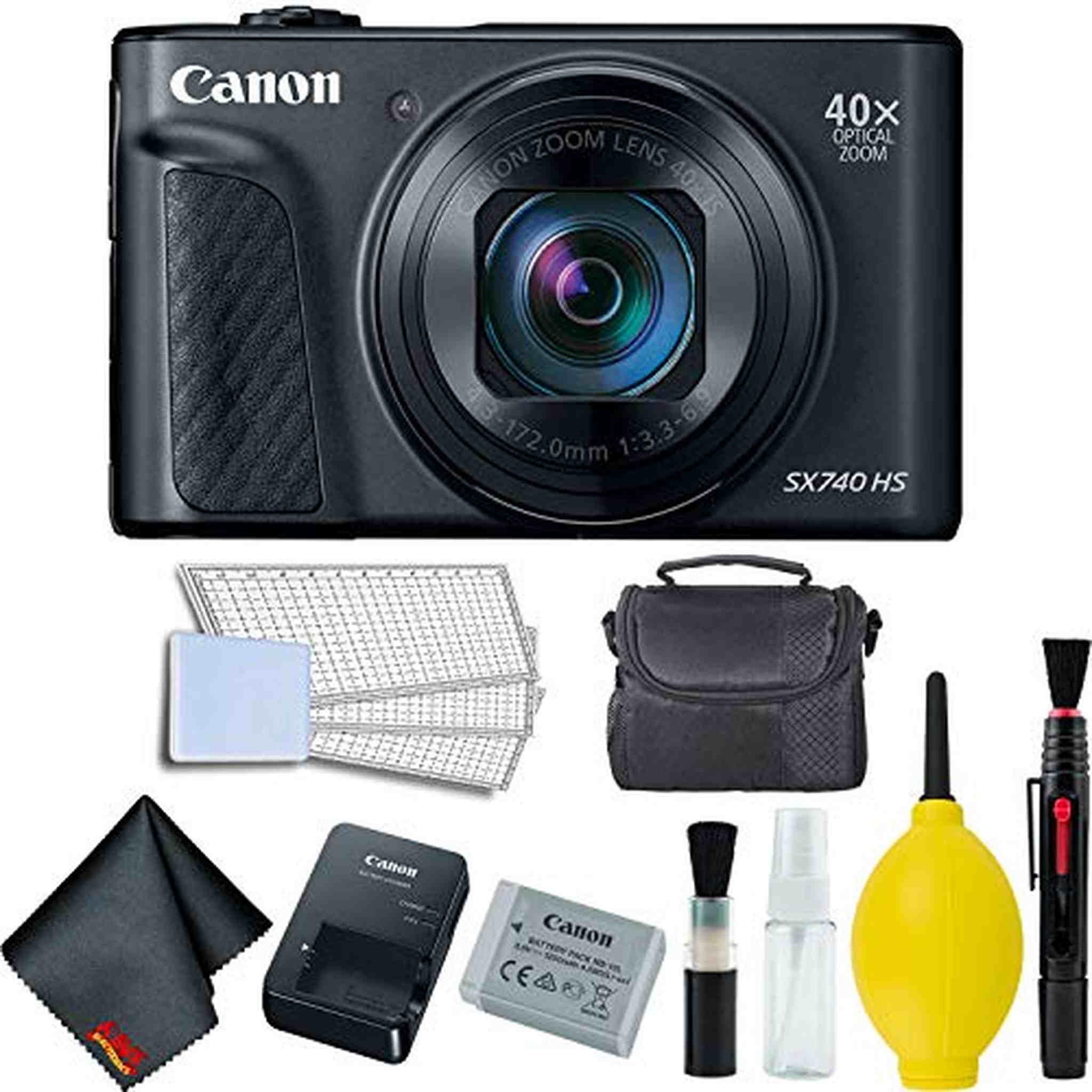 Canon PowerShot SX740 HS Digital Camera Black Basic Bundle w/Carrying Case - International Model Canon