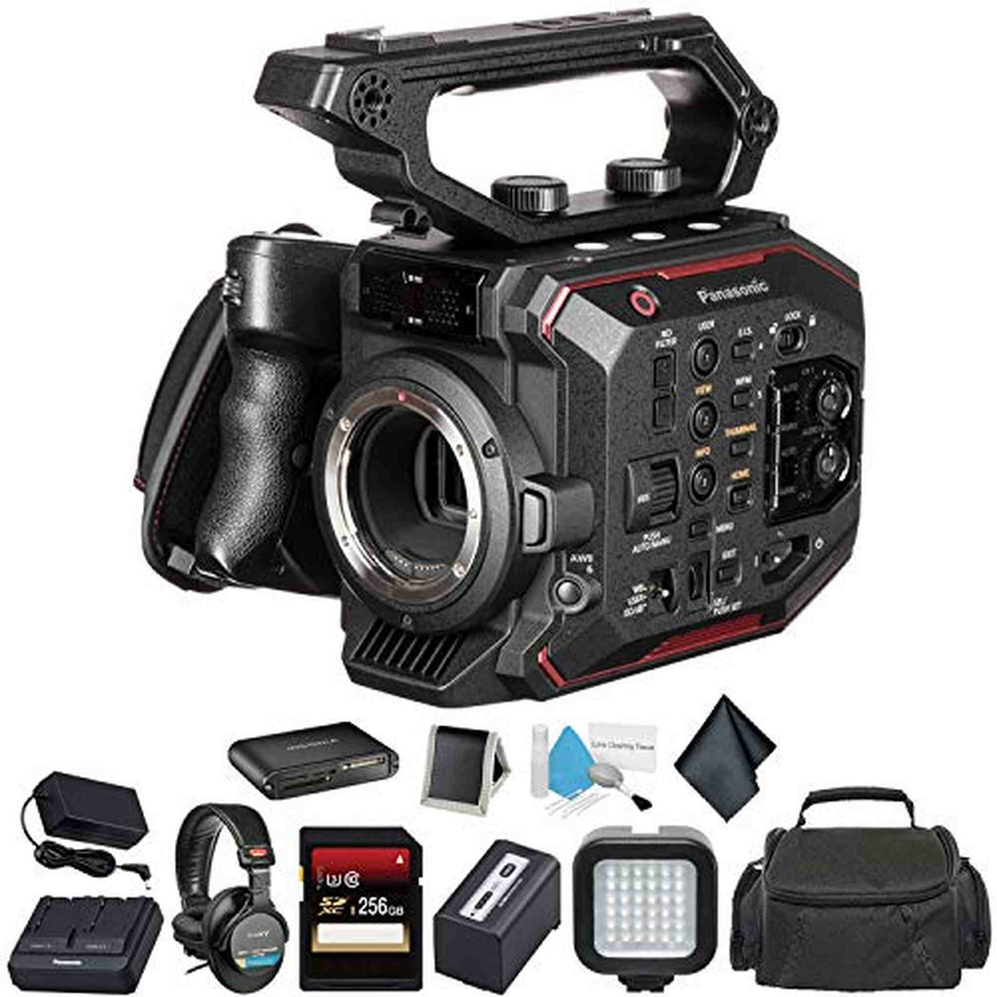 Panasonic AU-EVA1 Compact 5.7K Super 35mm Handheld Cinema Camera Body AU-EVA1PJ - Bundle with 256GB Memory Card + USB Ca Panasonic