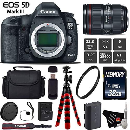 Canon EOS 5D Mark III DSLR Camera with 24-105mm f/4L II Lens + Wireless Remote + UV Protection Filter + Case + Wrist Str Canon