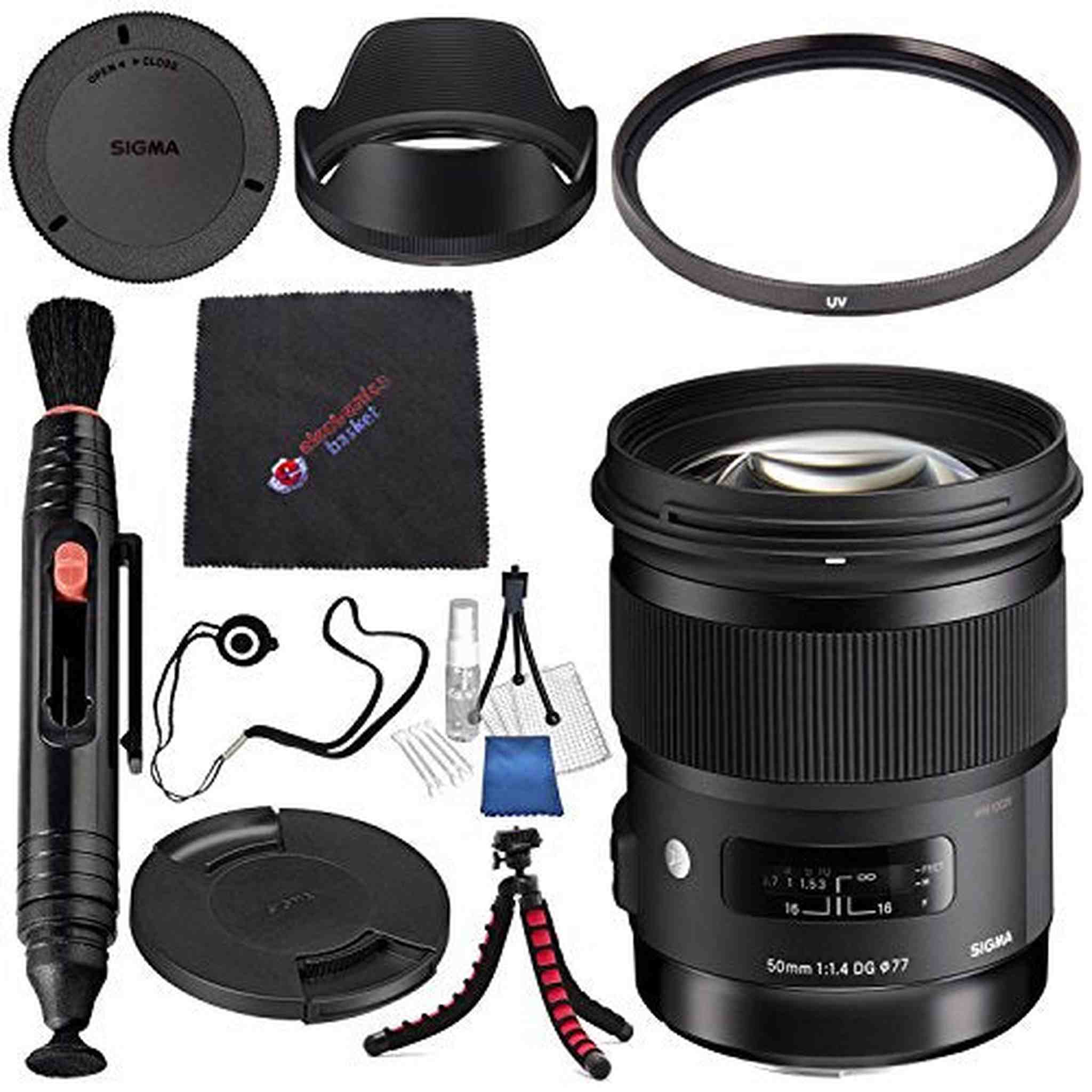 Sigma 50mm f/1.4 DG HSM Art Lens for Nikon F #311306 + Lens Pen Cleaner + Microfiber Cleaning Cloth + Lens Capkeeper + Deluxe Cleaning Kit + Flexible Tripod Bundle International Model No Warranty Sigma